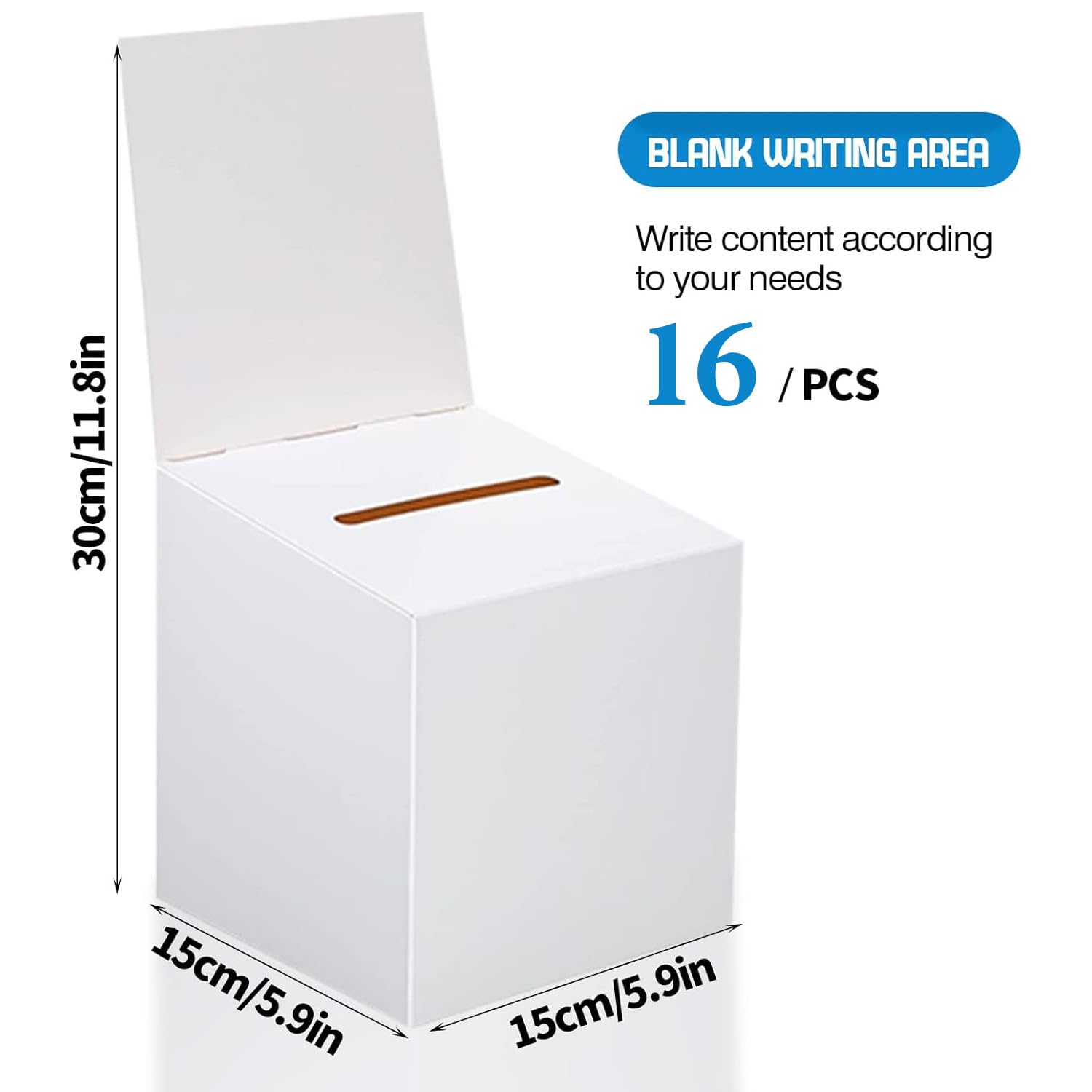 32-Piece White Ballot Box Set with Slot - 6x6x6 Inch Raffle Ticket Box for Voting, Lottery & Events - Perfect for Fundraisers, School Elections & Party Games
