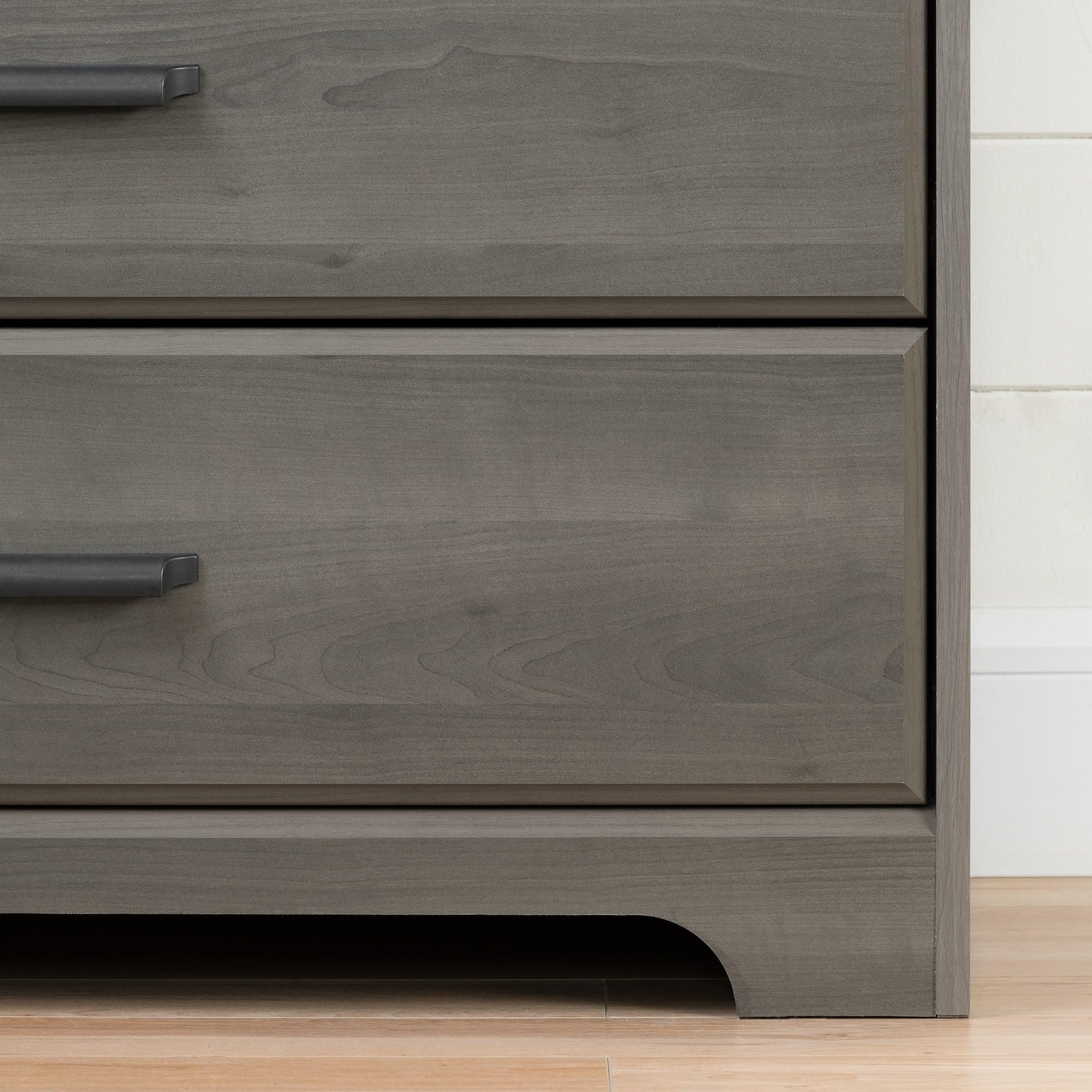 South Shore Versa Nightstand with 2 Drawers & USB Charging Station - Gray Maple Finish, 16.38