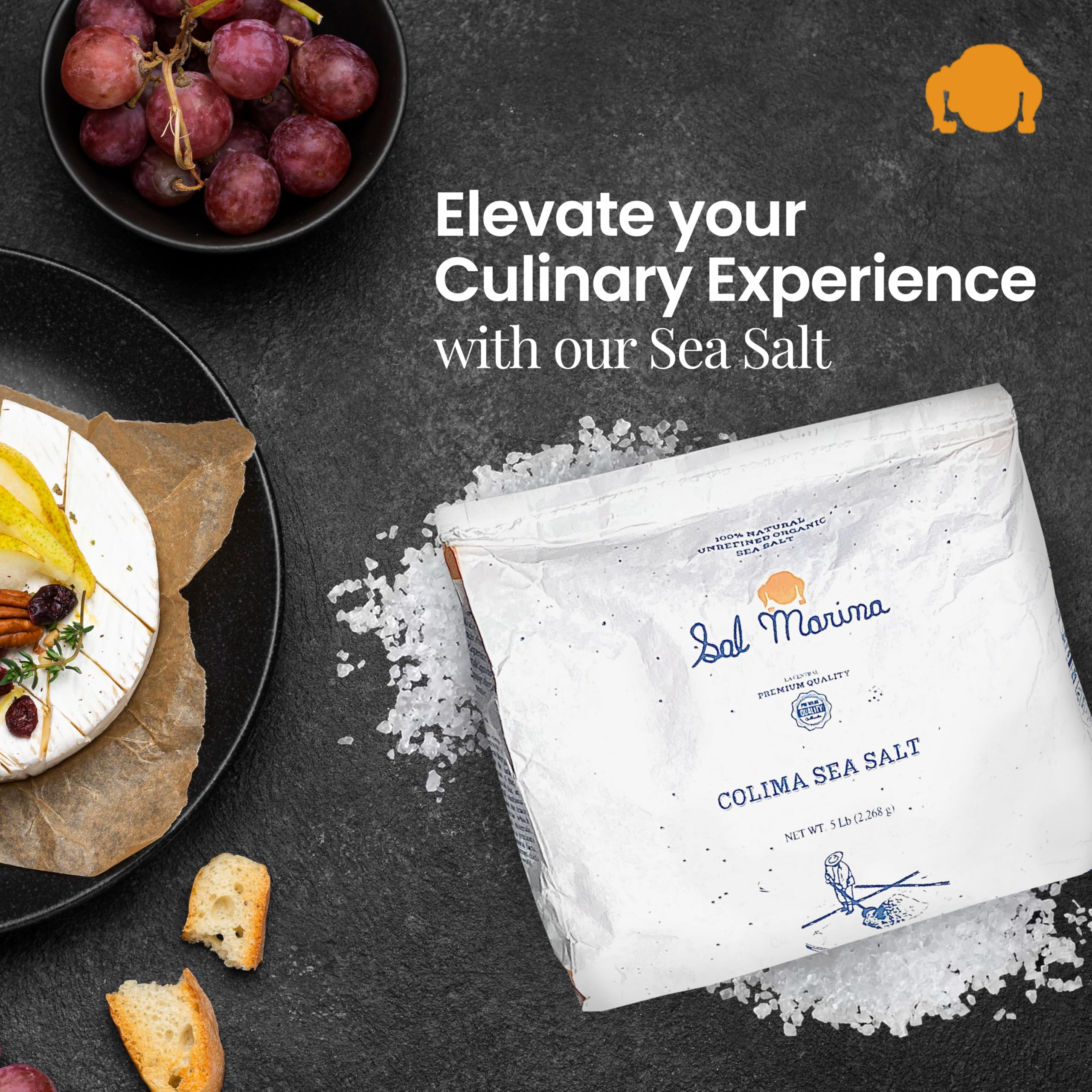 Unrefined Colima Sea Salt 5lbs - 100% Natural Kosher Salt | Vegan, Gluten-Free, Organic Table Seasoning for Cooking & Baking | Perfect for Grilling, Pickling & Gourmet Dishes