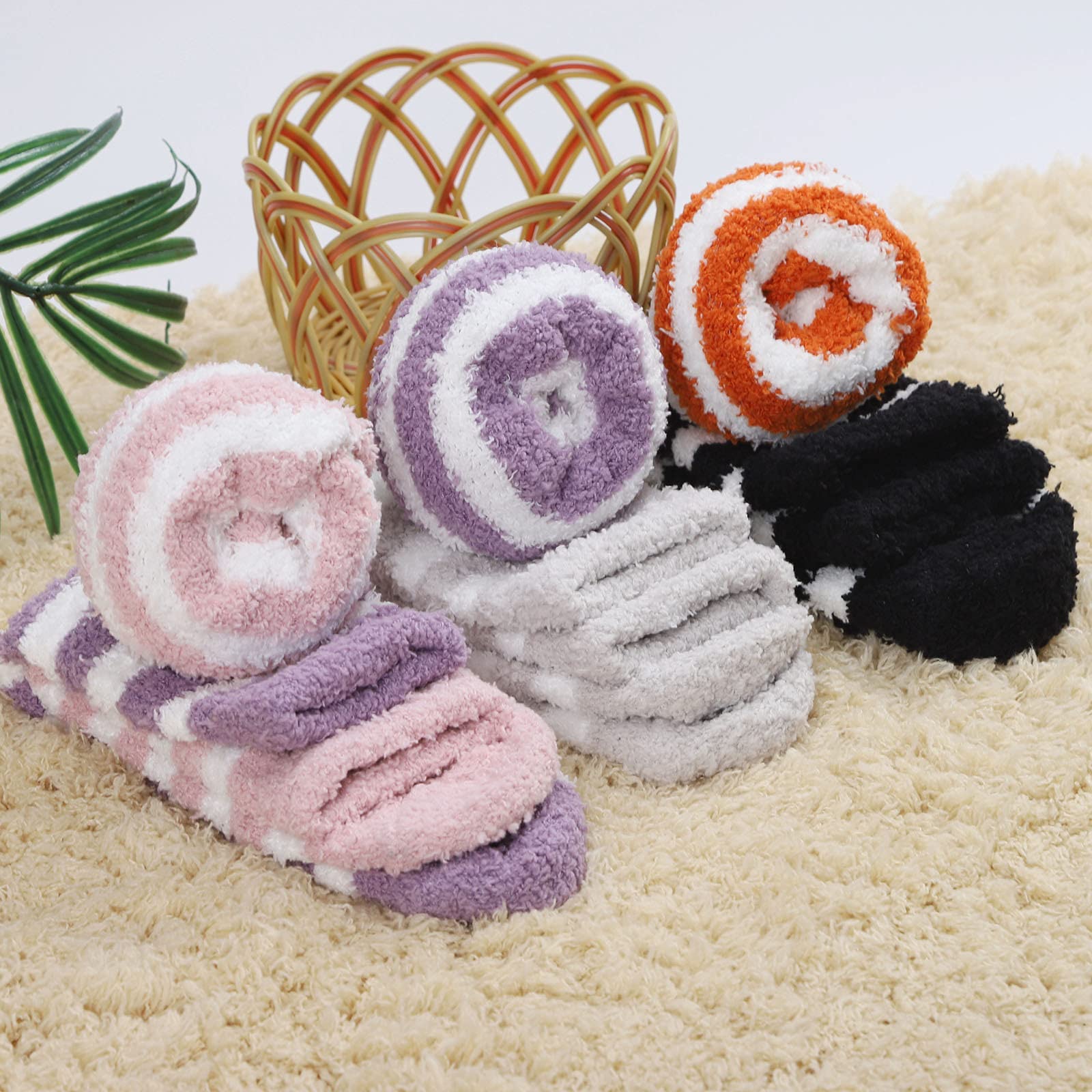 Cozy Fuzzy Socks for Women - 5 Pairs Soft Fluffy Plush Winter Socks | Warm Thick Knit Slipper Socks for Christmas Gifts, Lounge Wear & Home Comfort