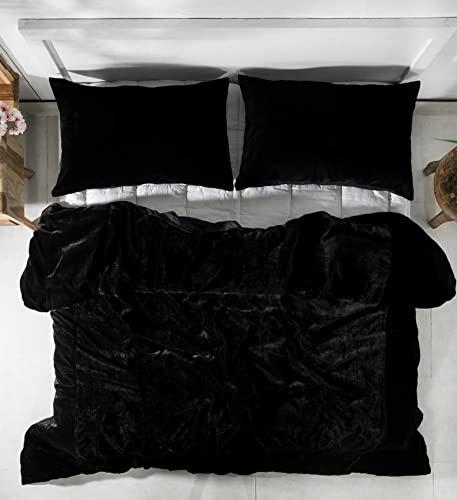 Luxury Crushed Velvet Duvet Cover Set - 3 Piece Boho Chic Bedding with Comforter Cover (Full/Queen 80