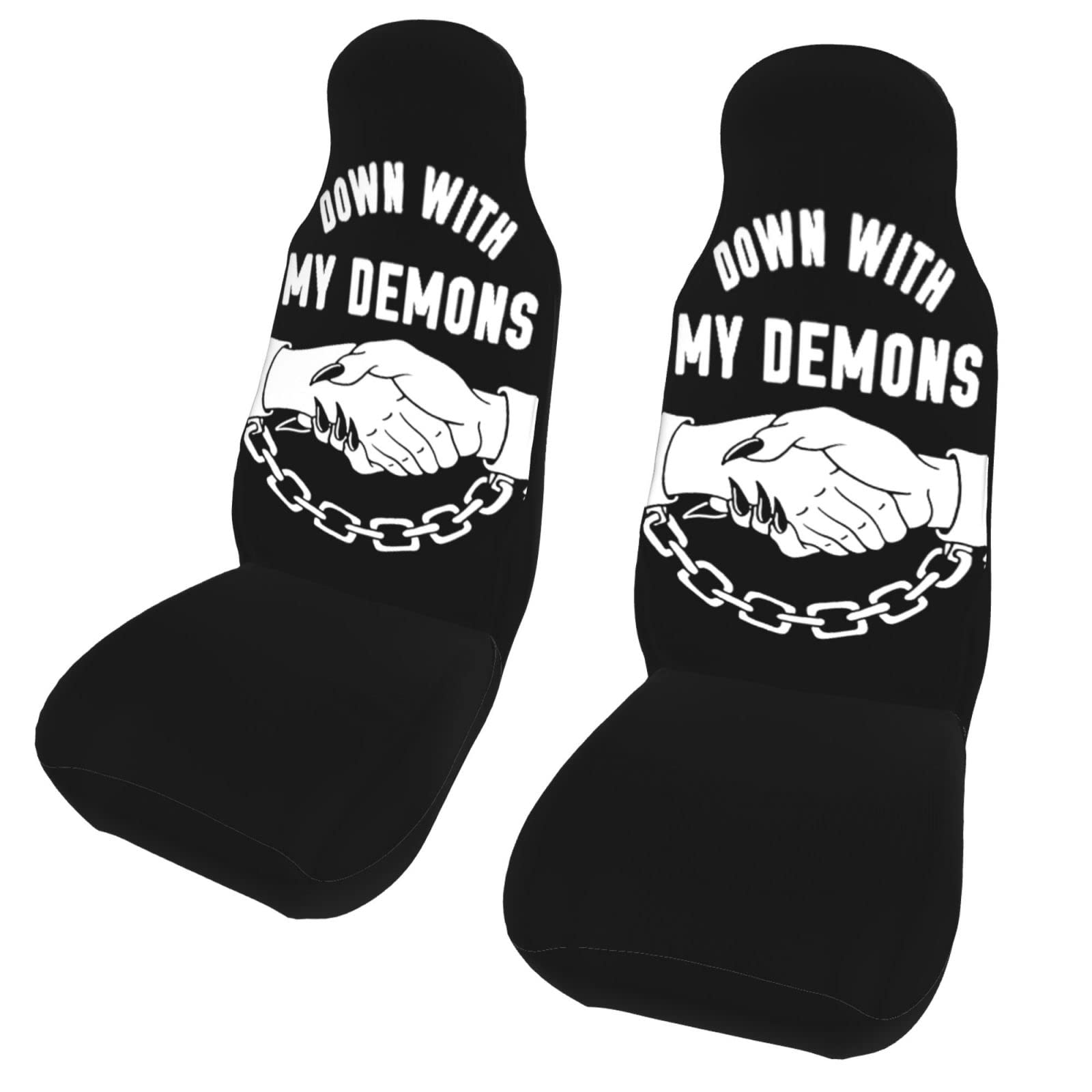 Sketchy Tank Demons Universal Car Seat Covers - 2-Piece Set for Front Seats, Fits Most Cars & Trucks | Durable Auto Seat Protectors for Comfort & Style | Perfect for Daily Commute, Road Trips & Vehicle Protection