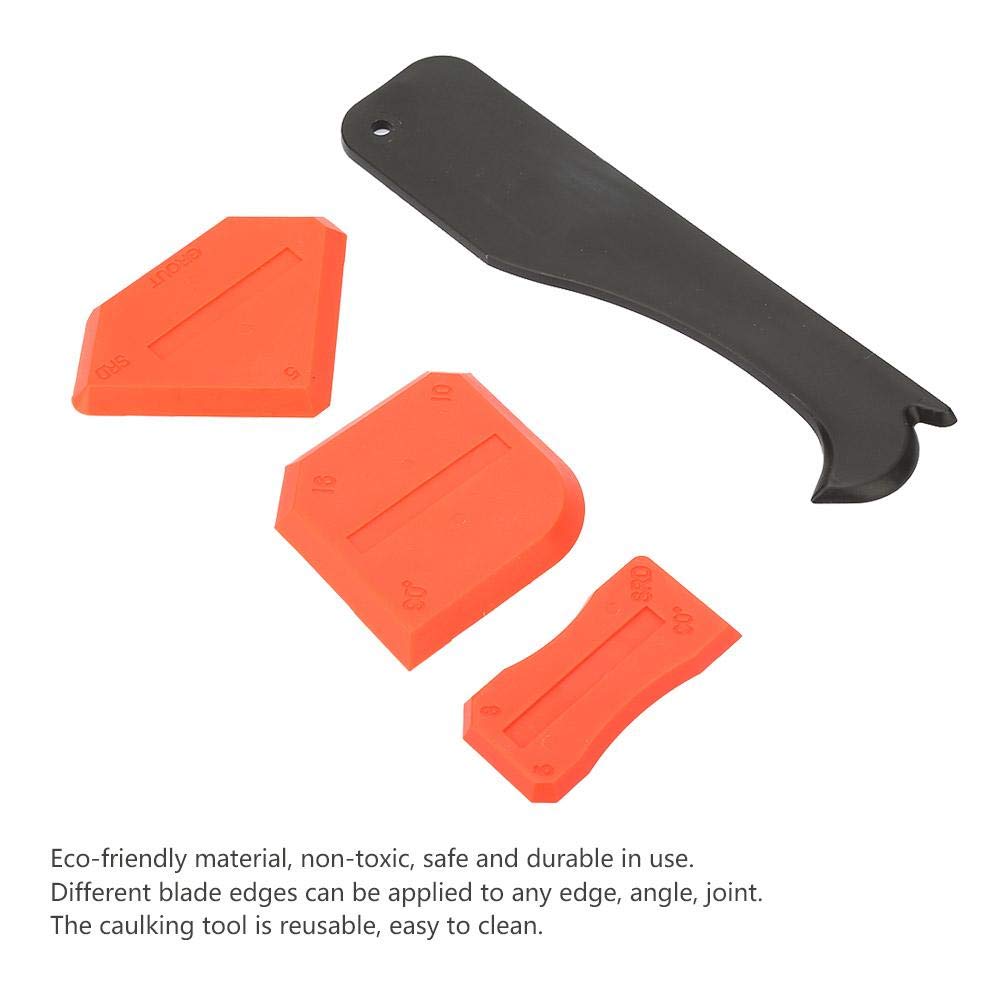 4PCS Caulking Tool Kit - Professional Sealant Finishing Tools for Silicone, Grout & Glass Cement - Includes Caulk Remover & Scraper (Red) - Perfect for Bathroom, Kitchen & DIY Home Improvement Projects