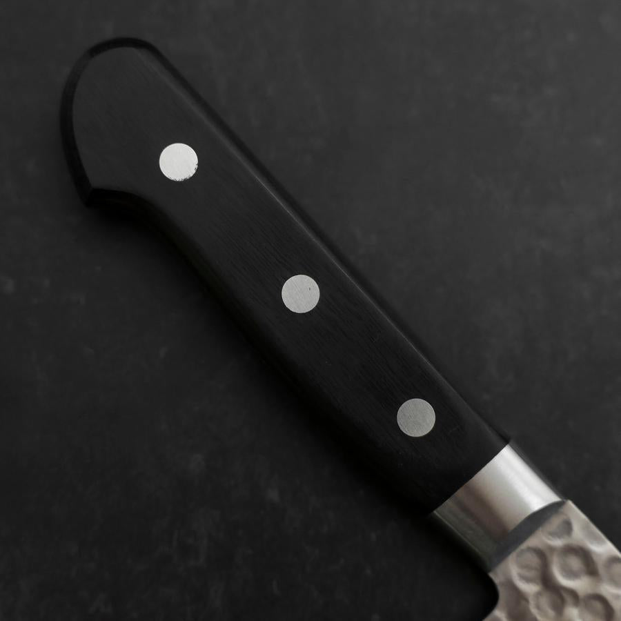 Premium Santoku Knife 180mm - VG-10 Japanese Steel, Tsuchime Damascus Blade with Western Black Handle - Perfect for Slicing, Dicing & Chopping Vegetables, Meat & Fish