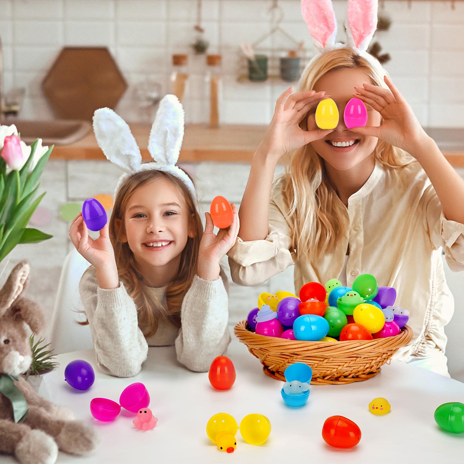24-Piece Prefilled Easter Eggs with Mini Glitter Animal Toys - Mochi Squishy Stress Relief for Easter Basket Stuffers, Egg Hunts & Classroom Prizes - Perfect for Easter Party Favors, Kids' Activities & Gift Giving