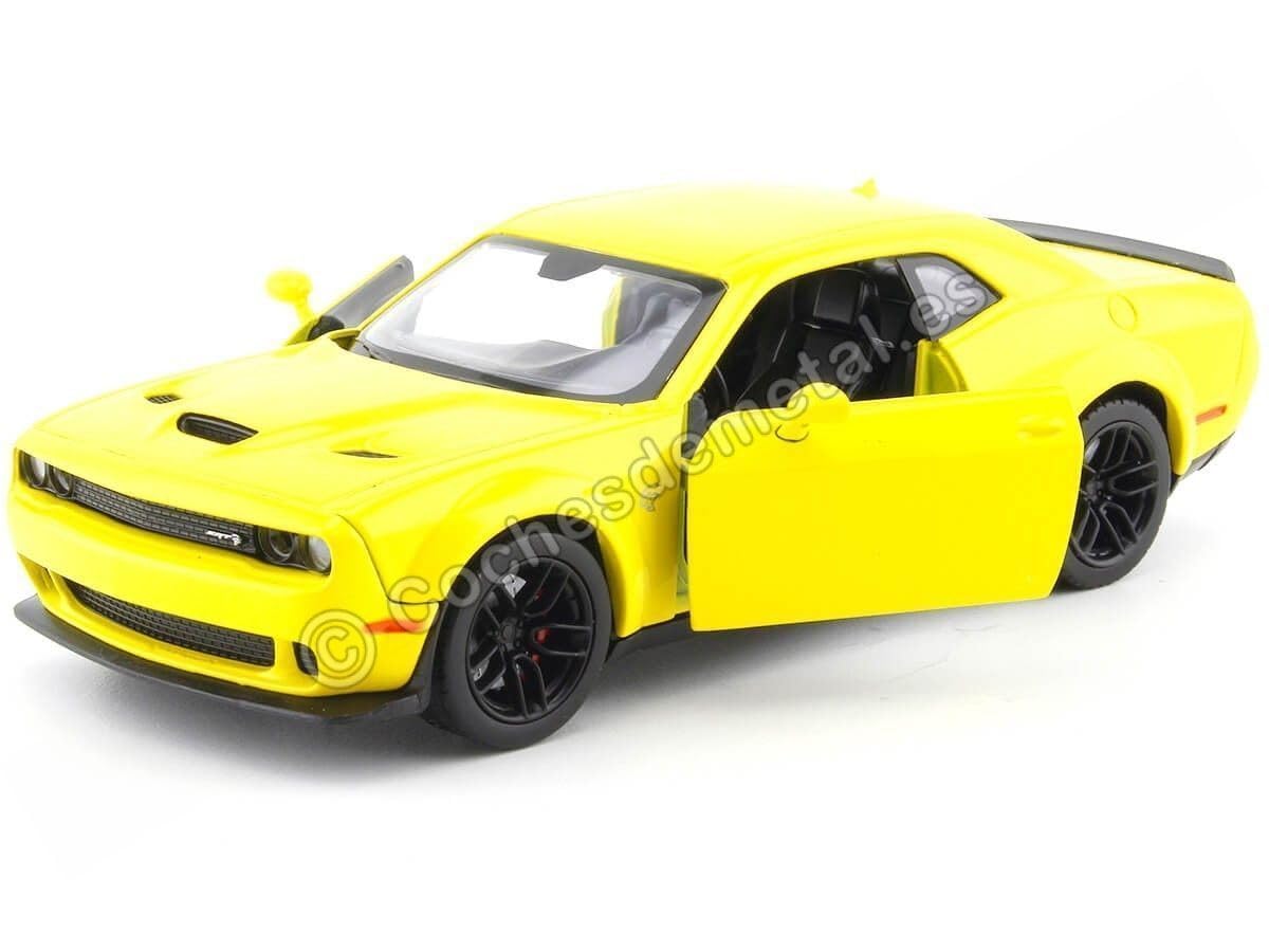 1:24 Scale 2018 Dodge Challenger SRT Hellcat Diecast Model Car - Yellow Collectible Toy for Adults & Kids - Perfect for Display, Gifts, and Car Enthusiast Collections
