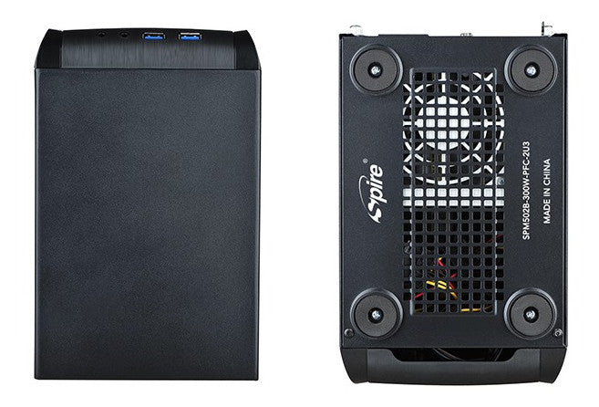 Spire Powercube 502 Mini Case Black #SPM502B - 300W PFC 2U3 Computer Case with Power Supply | Compact PC Build for Home Office & Gaming