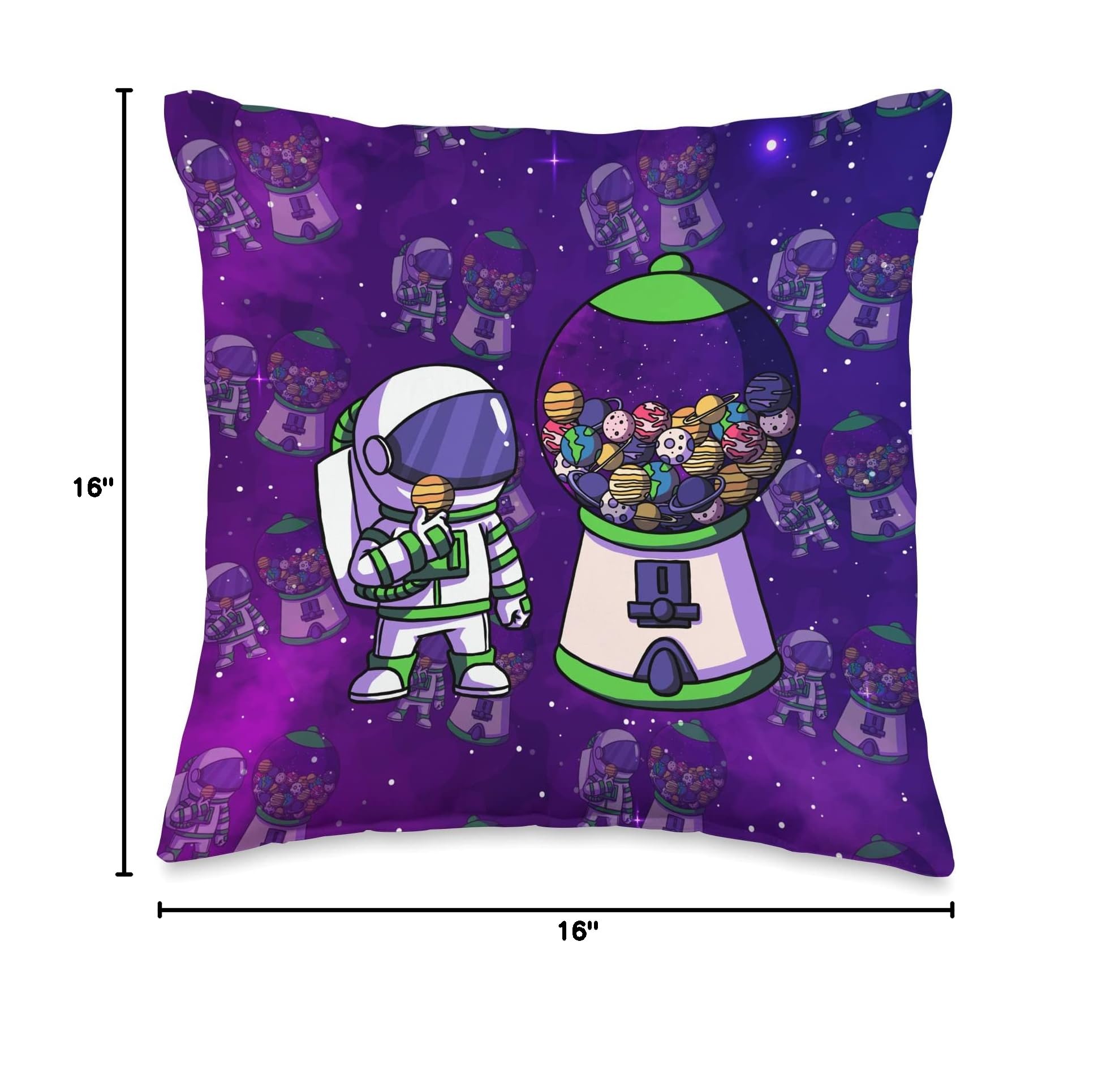 Celestial Aesthetic Galaxy Planets Gumball Machine Throw Pillow - Space Themed Decor for Bedroom, Living Room, Dorm - Soft & Cozy Decorative Cushion for Teens & Adults