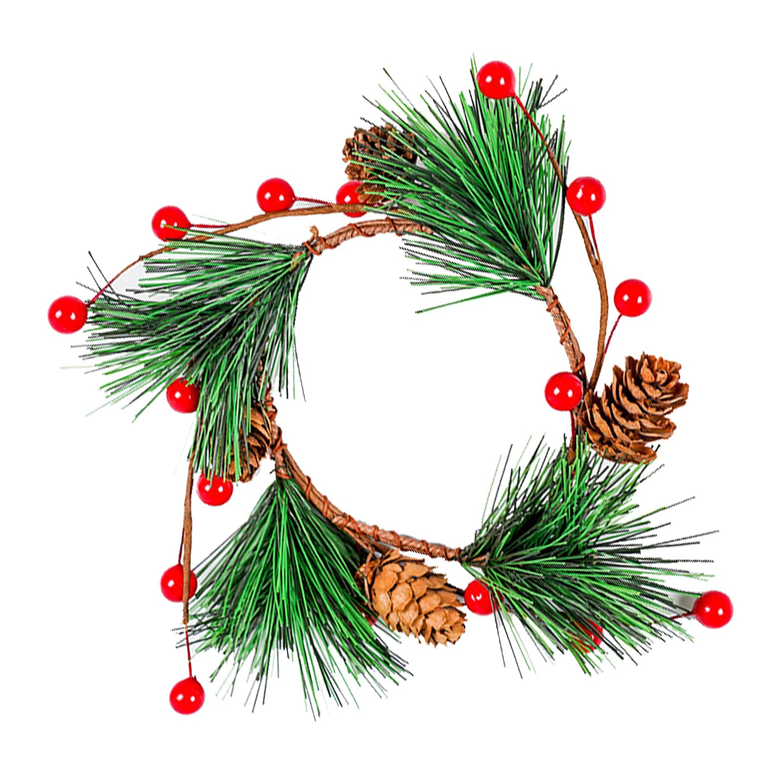 WEIGE 3-Piece Christmas Candle Wreath Rings Set - Red Artificial Berry & Pine Cone Candle Rings for Pillar Candles, Perfect for Wedding Centerpieces and Holiday Table Decorations | Festive Christmas, Thanksgiving, and Winter Home Decor