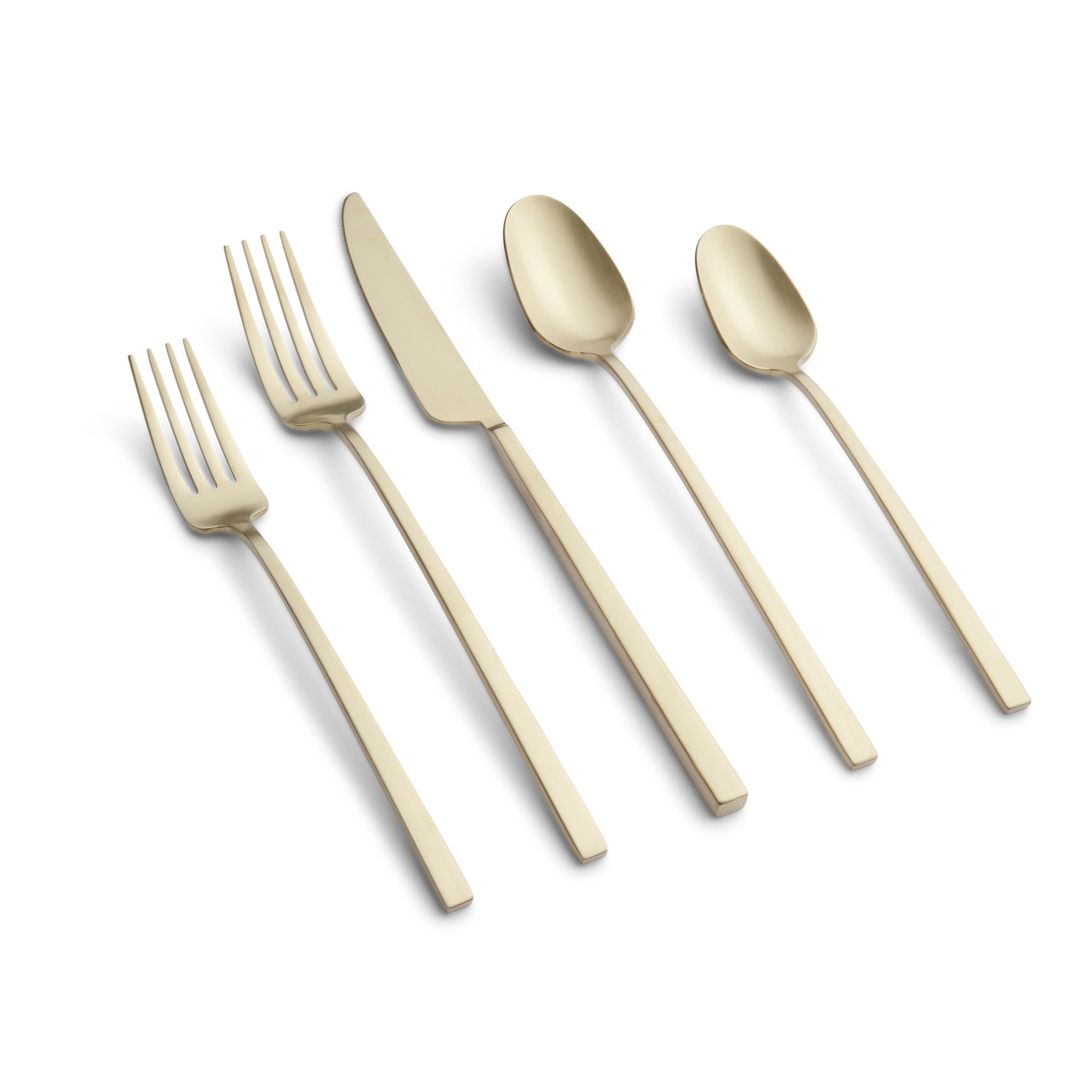 Damaris 20-Piece Champagne Satin Flatware Set - Elegant Stainless Steel Cutlery for Wedding, Bridal Shower & Formal Dining