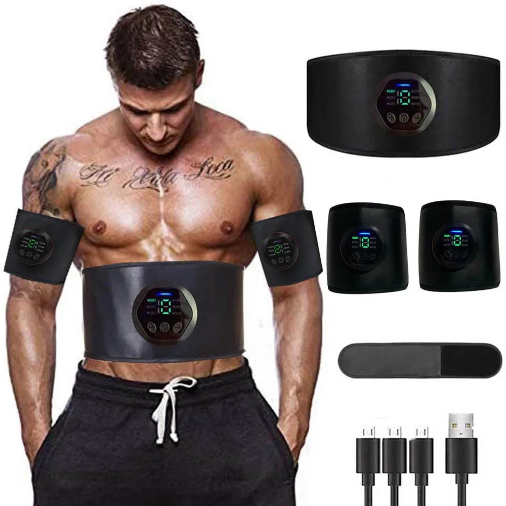Electric ABS Muscle Stimulation Belt - EMS Abdominal Trainer for Core Workout & Toning | Gym, Home Fitness & Recovery Use