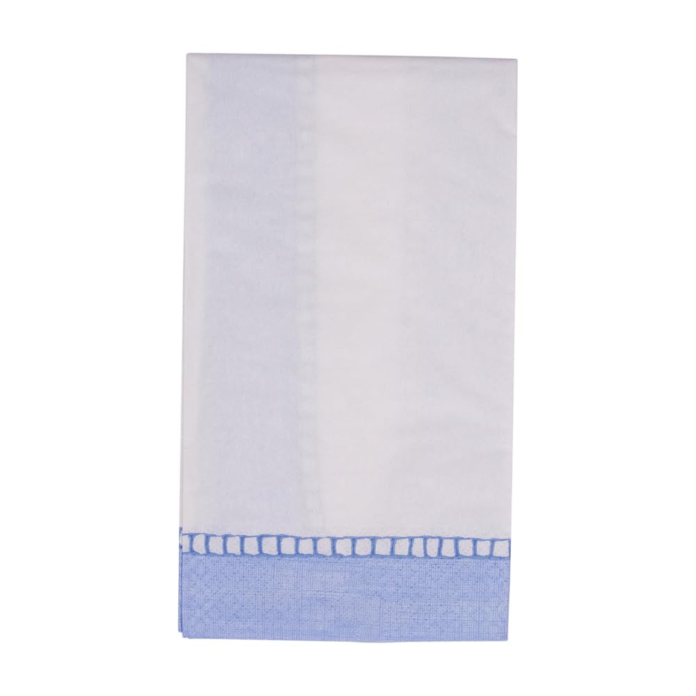 Premium Caspari Linen Border Paper Guest Towels & Napkins - Light Blue, 4 Packs of 15 | Elegant Bathroom & Dinner Party Essentials for Weddings, Bridal Showers & Upscale Events