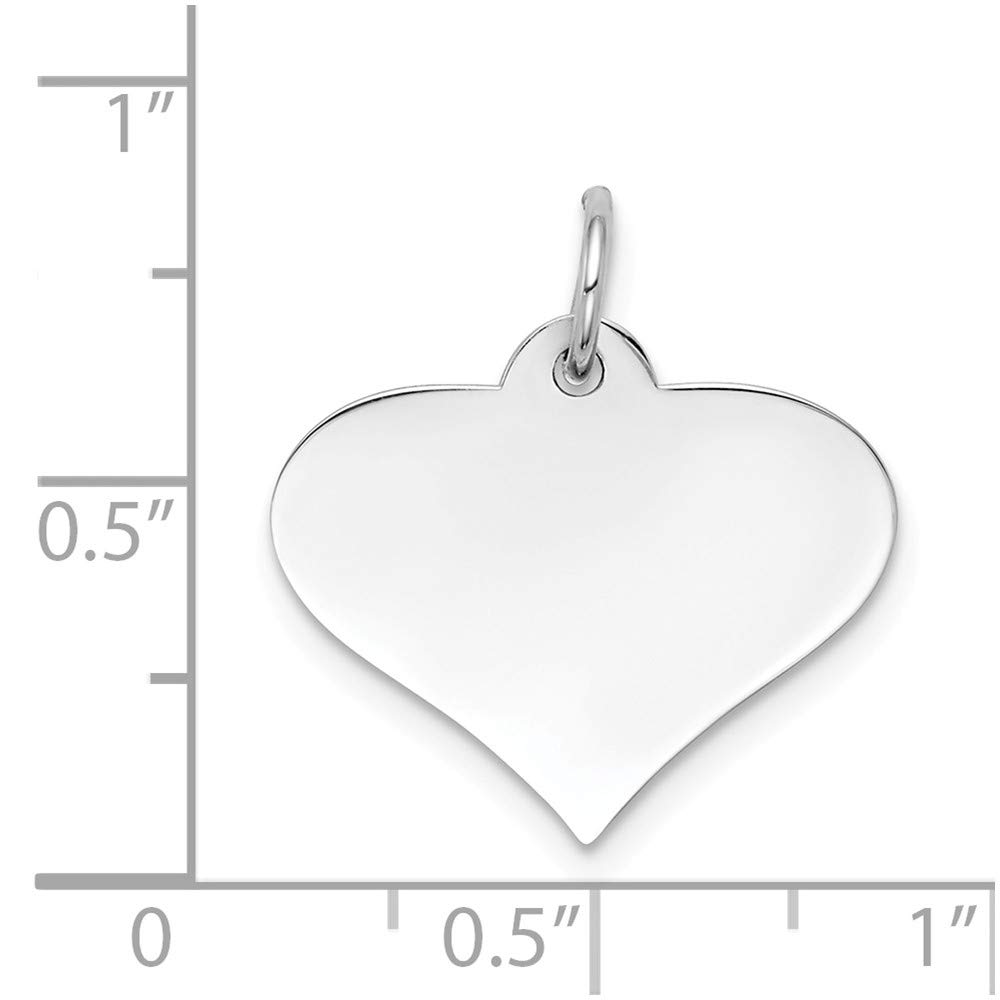 Jewels By Lux 14k White Gold Engraveable Heart Disc Charm - 0.011 Gauge Plain Jewelry for Necklaces & Bracelets - Perfect for Anniversaries, Gifts & Personalized Keepsakes