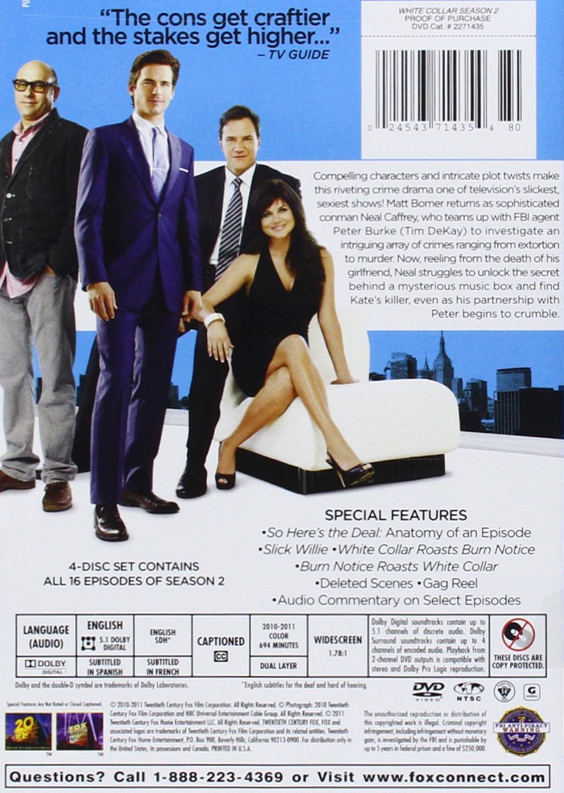 White Collar: Season 2 DVD - Complete TV Series Box Set | Crime Drama | Perfect for Binge-Watching & Gift Giving