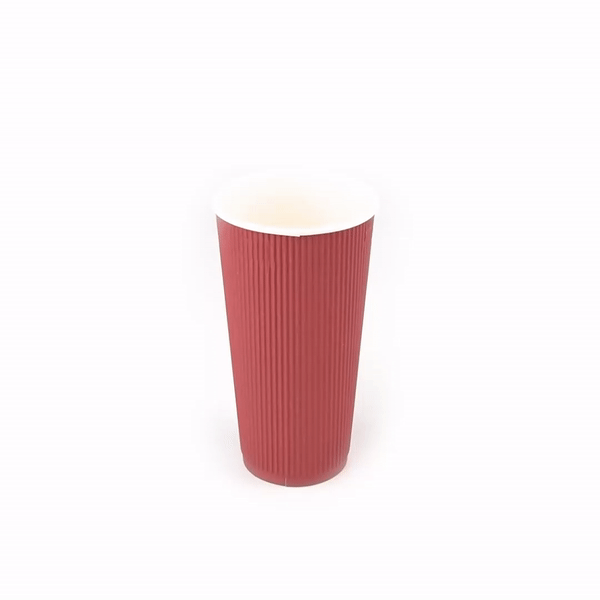 20 oz Crimson Paper Coffee Cups with Ripple Wall - 3.5
