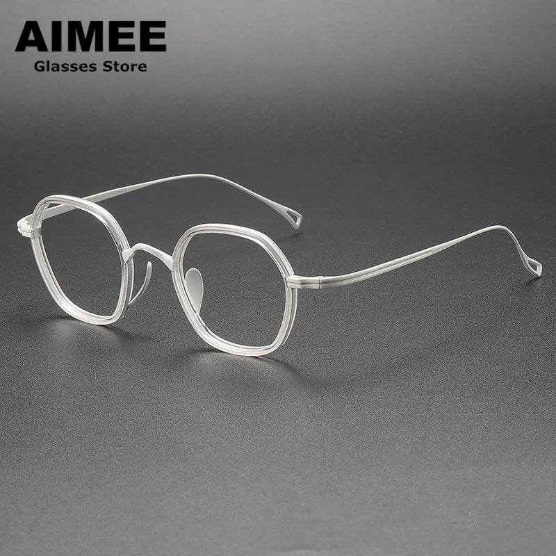 Stylish Unisex Full Rim Polygon Oval Titanium Acetate Eyeglasses Frame - Lightweight & Durable for Work, Reading & Fashion (Model 480807)