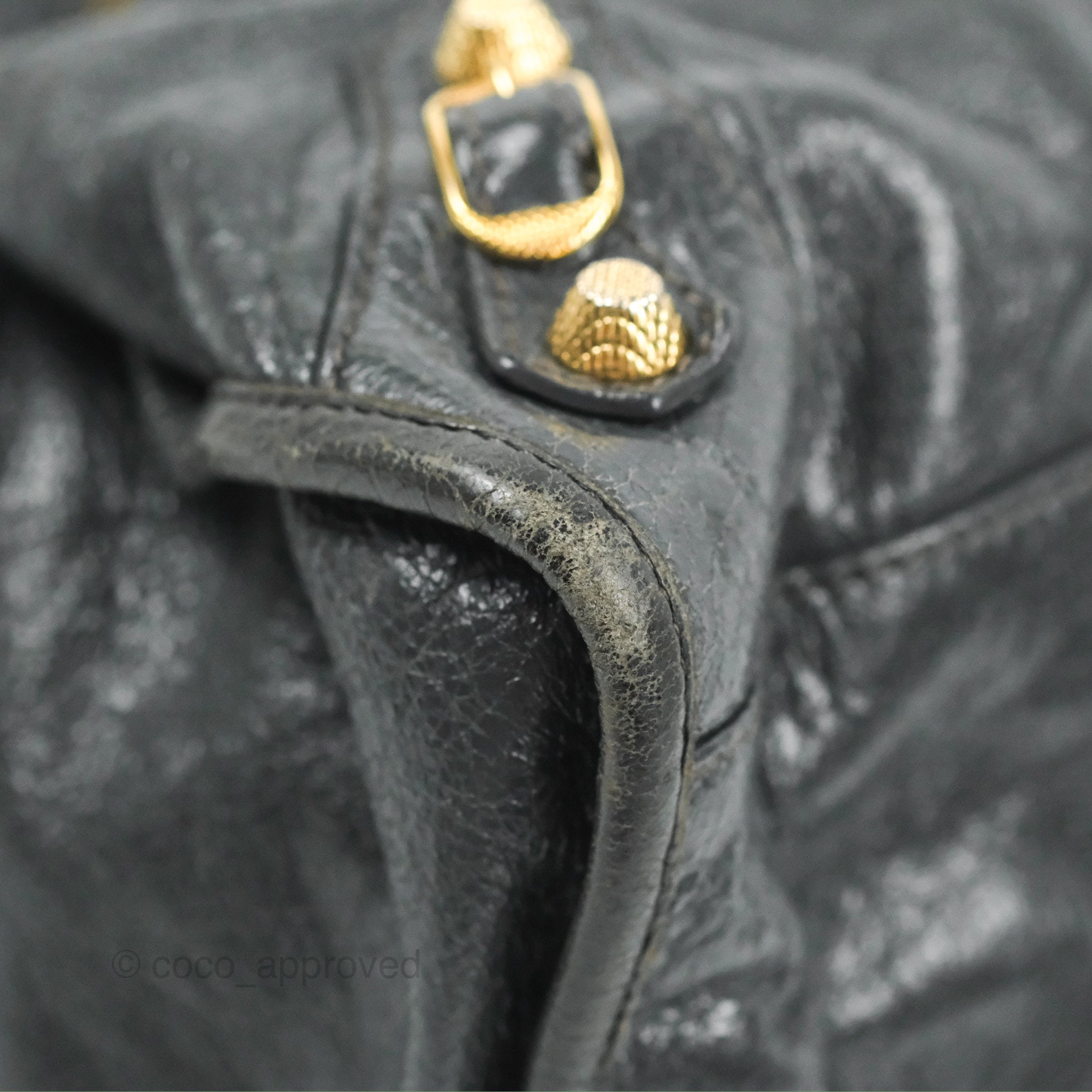 Balenciaga Classic City Bag in Dark Grey Calfskin with Gold Hardware - Perfect for Everyday Use, Work & Travel