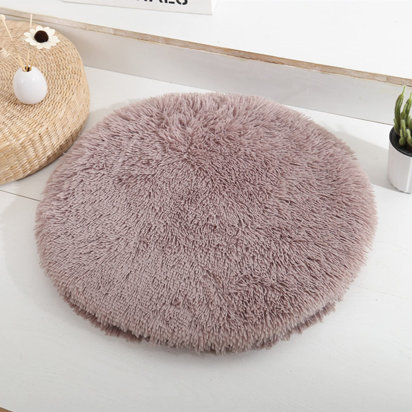 Galand Round Plush Cat Bed & Dog Bed for Small Medium Large Pets - Soft Comfy Washable Fluffy Pet Bed with Calming Nest Design - Perfect for Living Room, Bedroom or Pet Travel (Brown)
