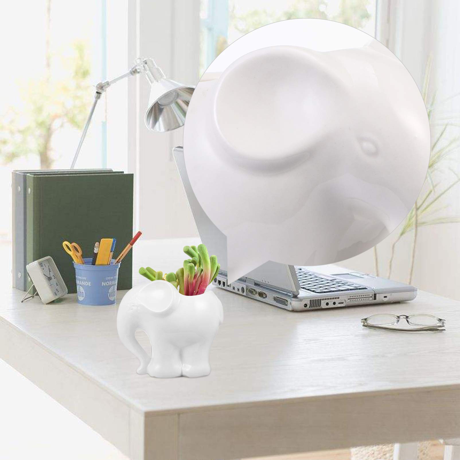 Elephant Ceramic Flower Pot - Cute Cartoon Planter for Succulents, Plants & Flowers | Perfect for Home Decor, Office Desk & Garden Planting