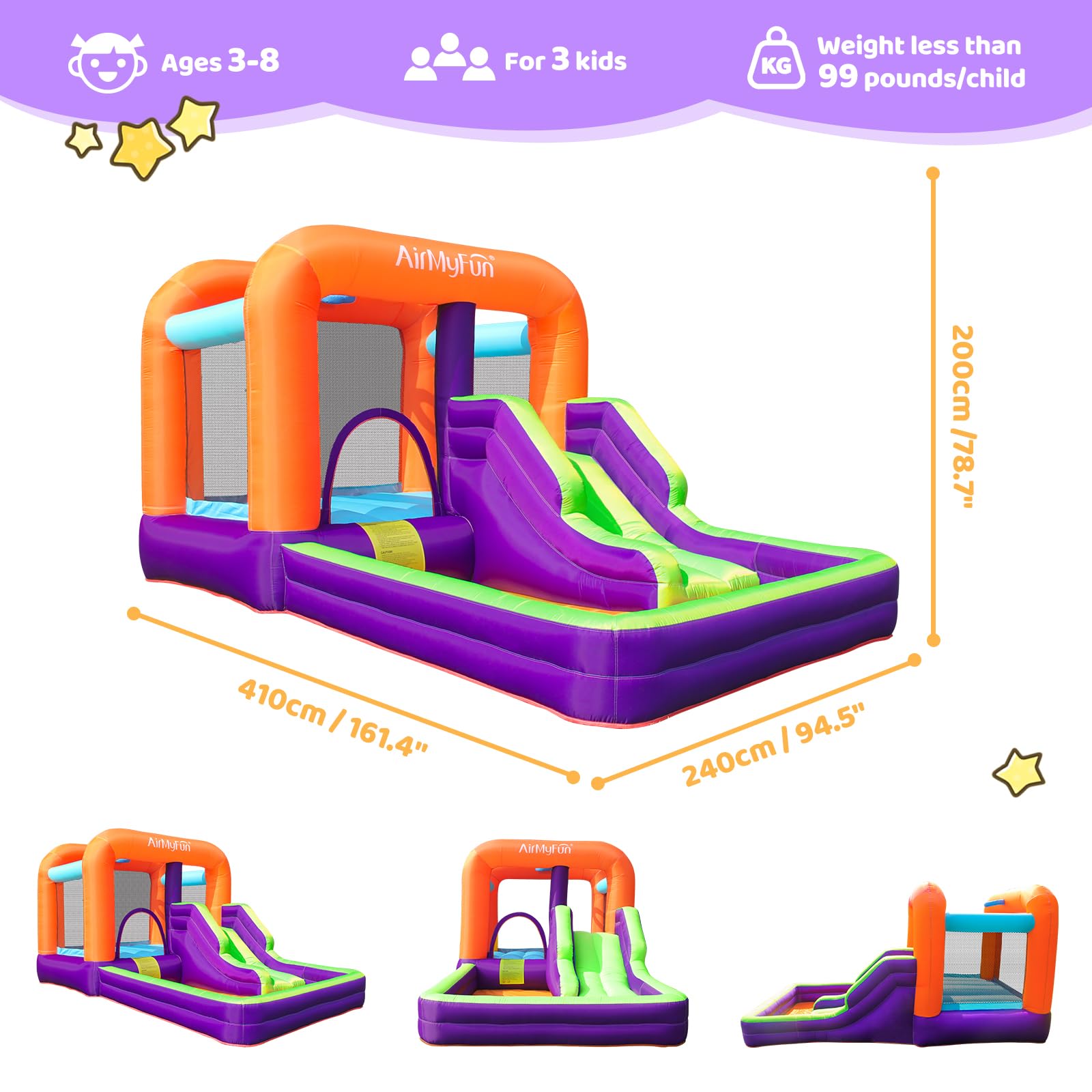 **AirMyFun Inflatable Bouncy House for Kids - Outdoor & Indoor Jumping Castle with Blower, Slide, and Bounce Area - Perfect for Birthday Parties, Backyard Play, and Family Gatherings**