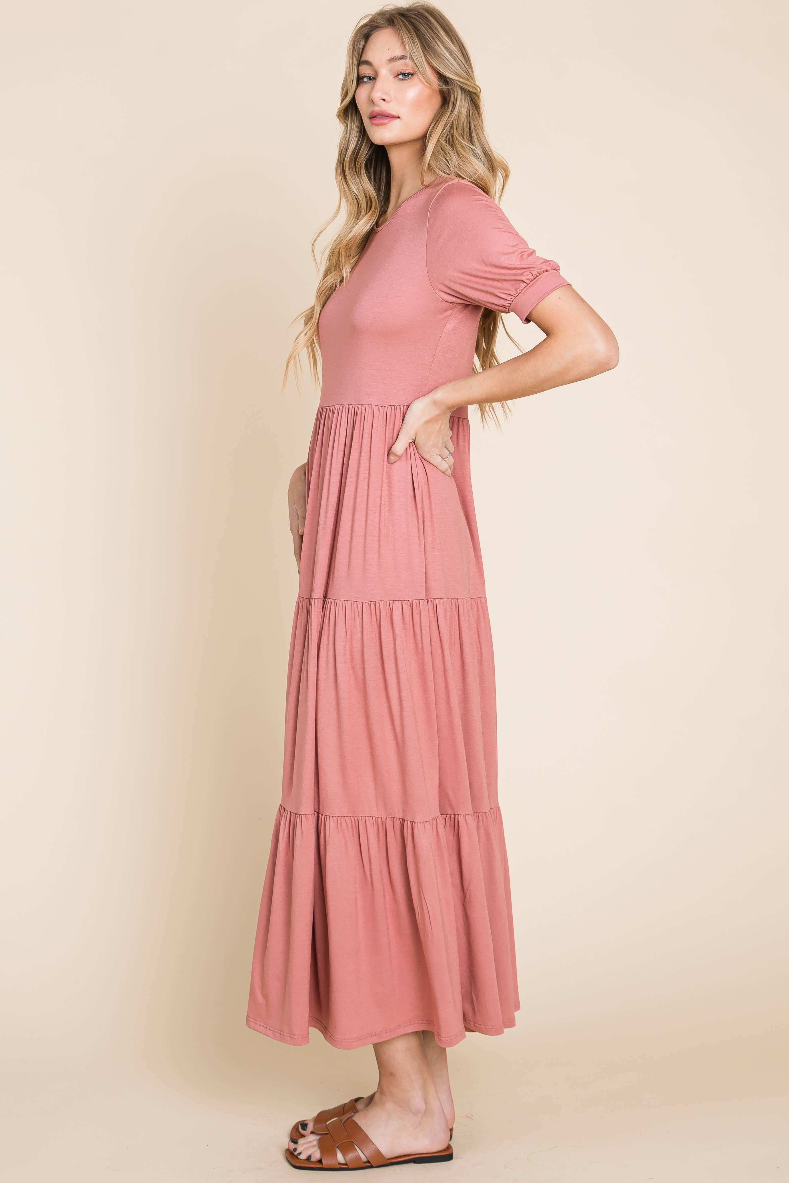 Flowy Everyday Tiered Maxi Dress for Women - Summer Boho Beach Dress with Pockets | Perfect for Vacations, Weddings & Casual Outings