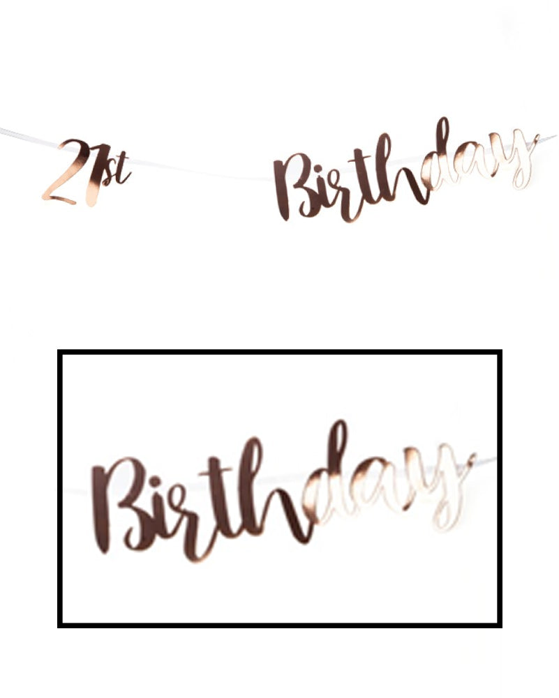 21st Birthday Rose Gold Bunting Garland - 1.8m (6ft) Long Party Decor for Women's Milestone Celebration - Perfect for Birthday Parties, Bridal Showers & Special Events