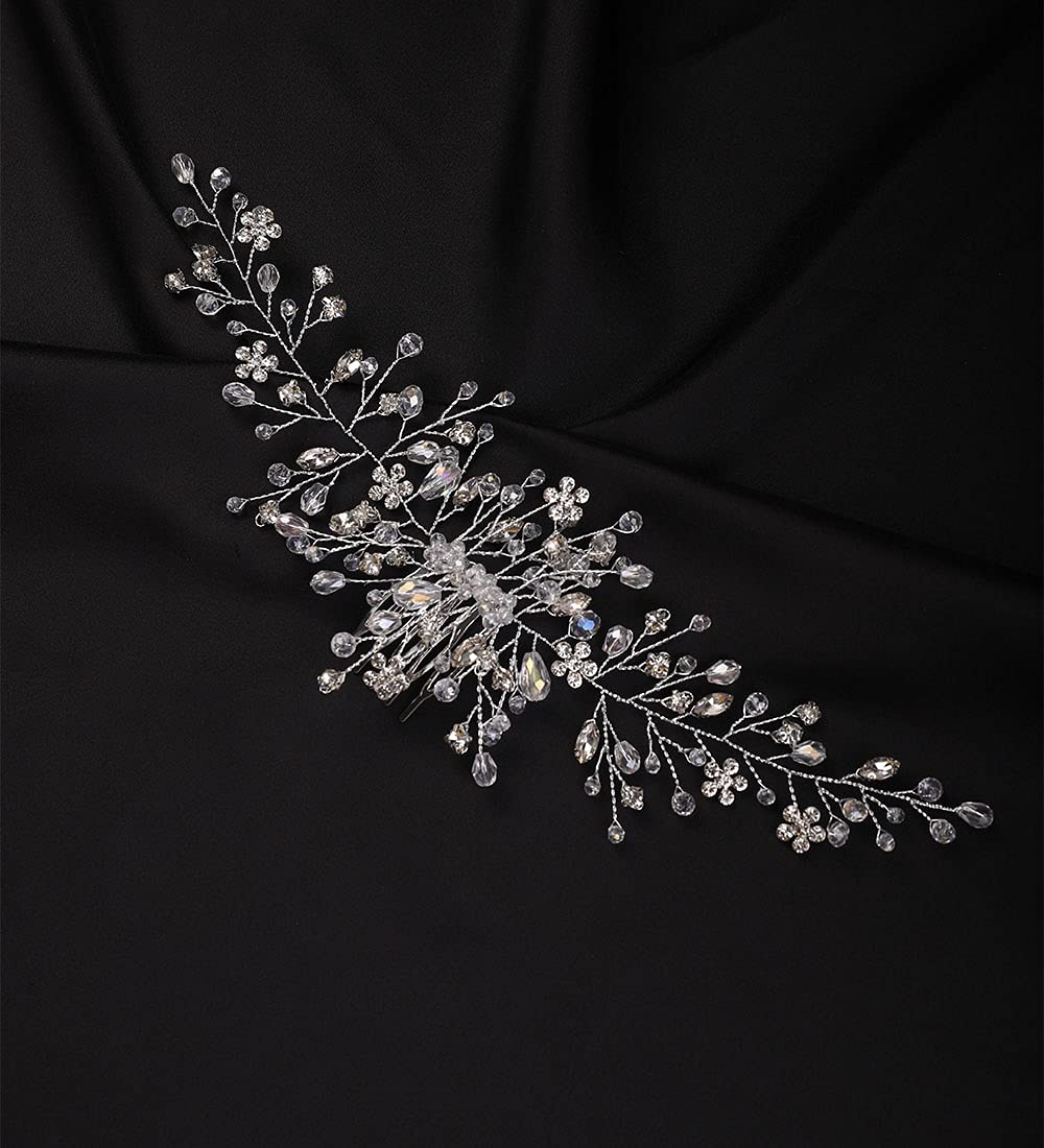Denifery Makeup Crystal Bridal Hair Comb - Silver Wedding Hair Accessories for Brides, Bridesmaids & Prom | Perfect for Weddings, Formal Events & Special Occasions