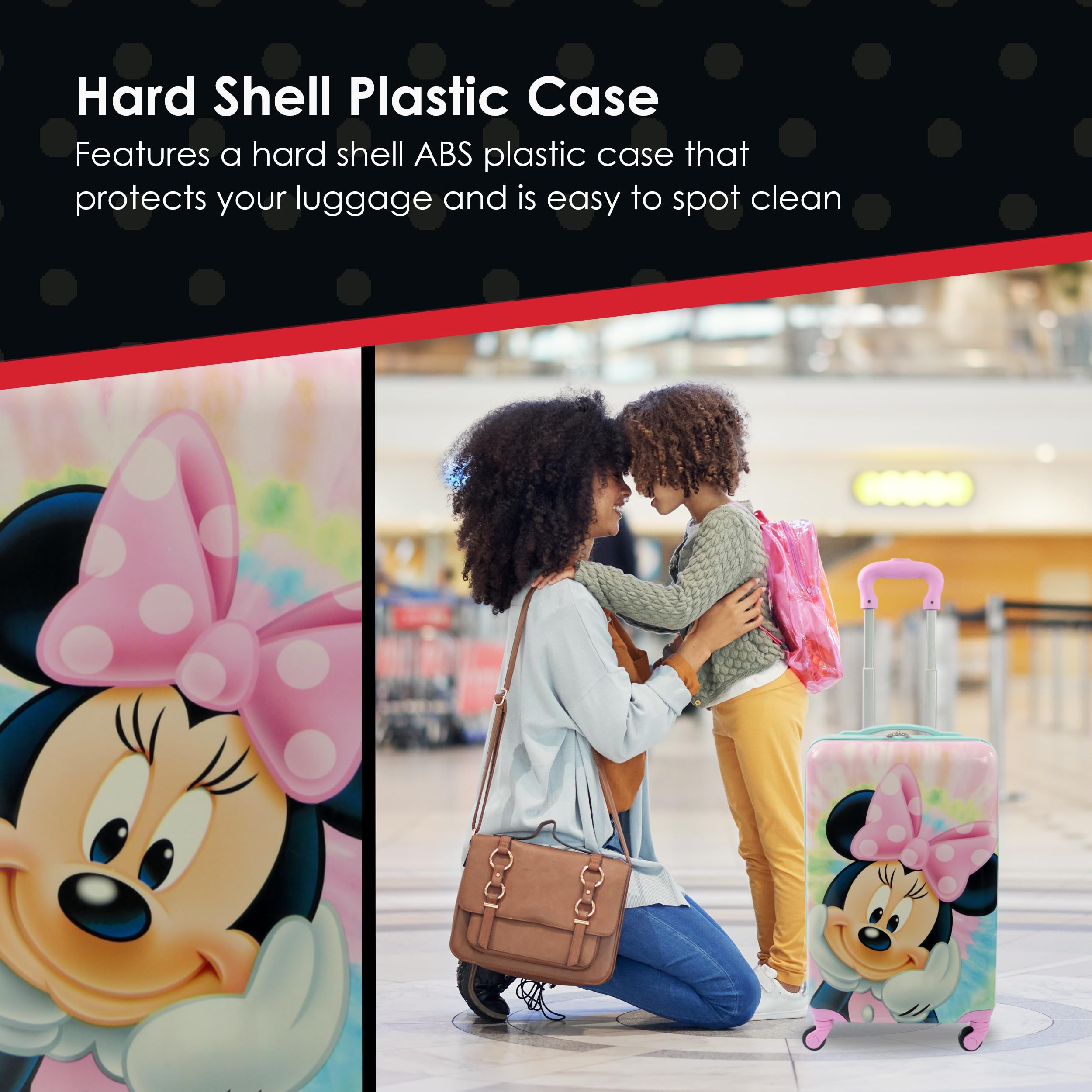 Disney Minnie Mouse 21 Inch Kids Carry On Luggage - Tie Dye Hardshell Spinner Suitcase with 360° Wheels for Girls Travel, School Trips & Sleepovers | Official Disney Licensed Product