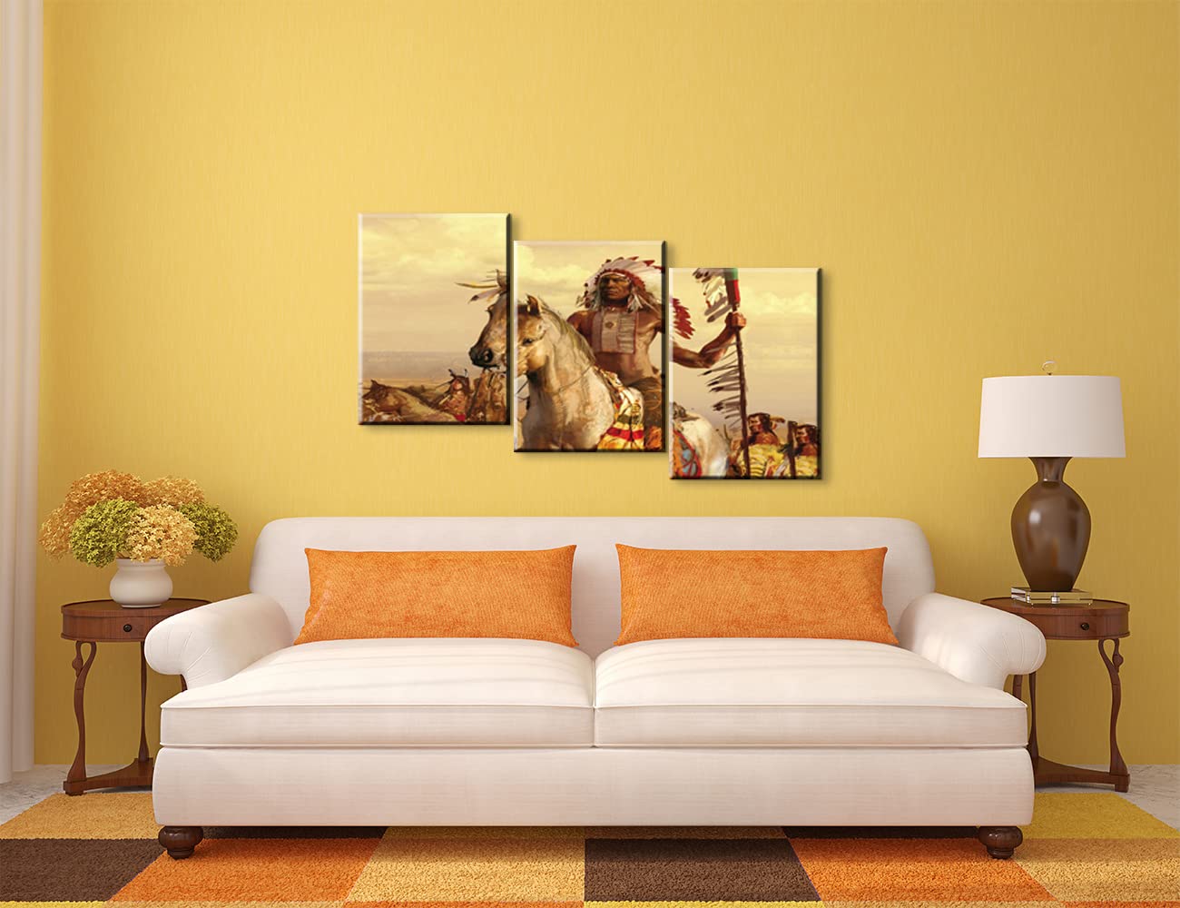 3-Piece Native American Indian Wall Art Set - Tribal Decor with Chiefs Design for Living Room & Bedroom - 16''W x 24''H Canvas Prints - Perfect for Southwest, Boho & Western Home Decor Styles