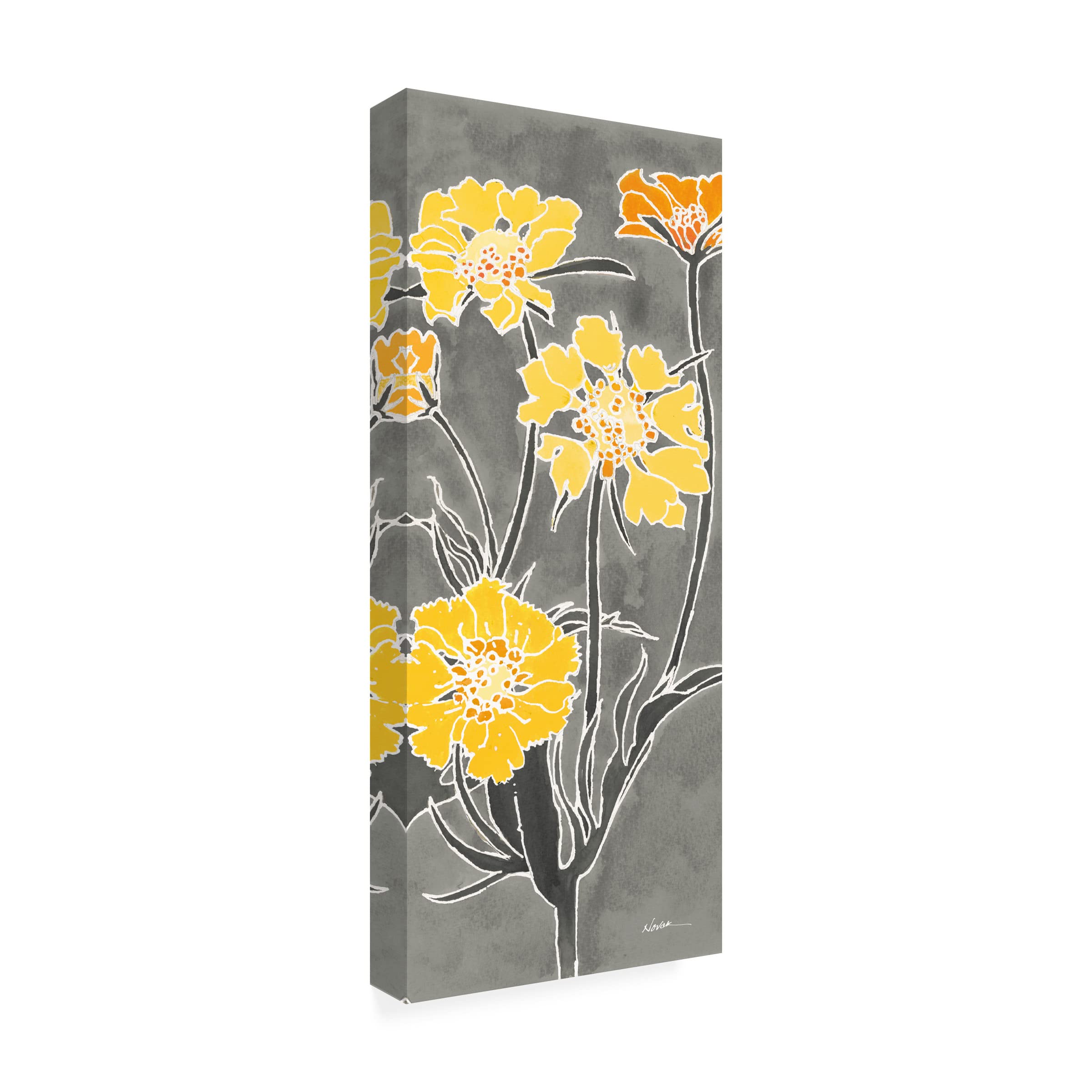 Shirley Novak 'Cloisonne Beauty II Gray' Canvas Wall Art Print - Handmade Home Decor for Living Room, Bedroom & Office