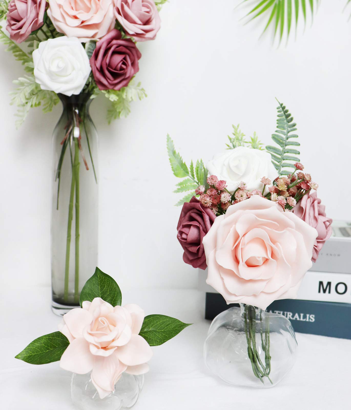 Artificial Flowers Combo - Delicate Dreamy Blush Mixed Floral Stems for DIY Wedding Bouquets, Centerpieces, Baby Showers & Home Decor | Perfect for Wedding Decor, Table Arrangements, and Party Decorations