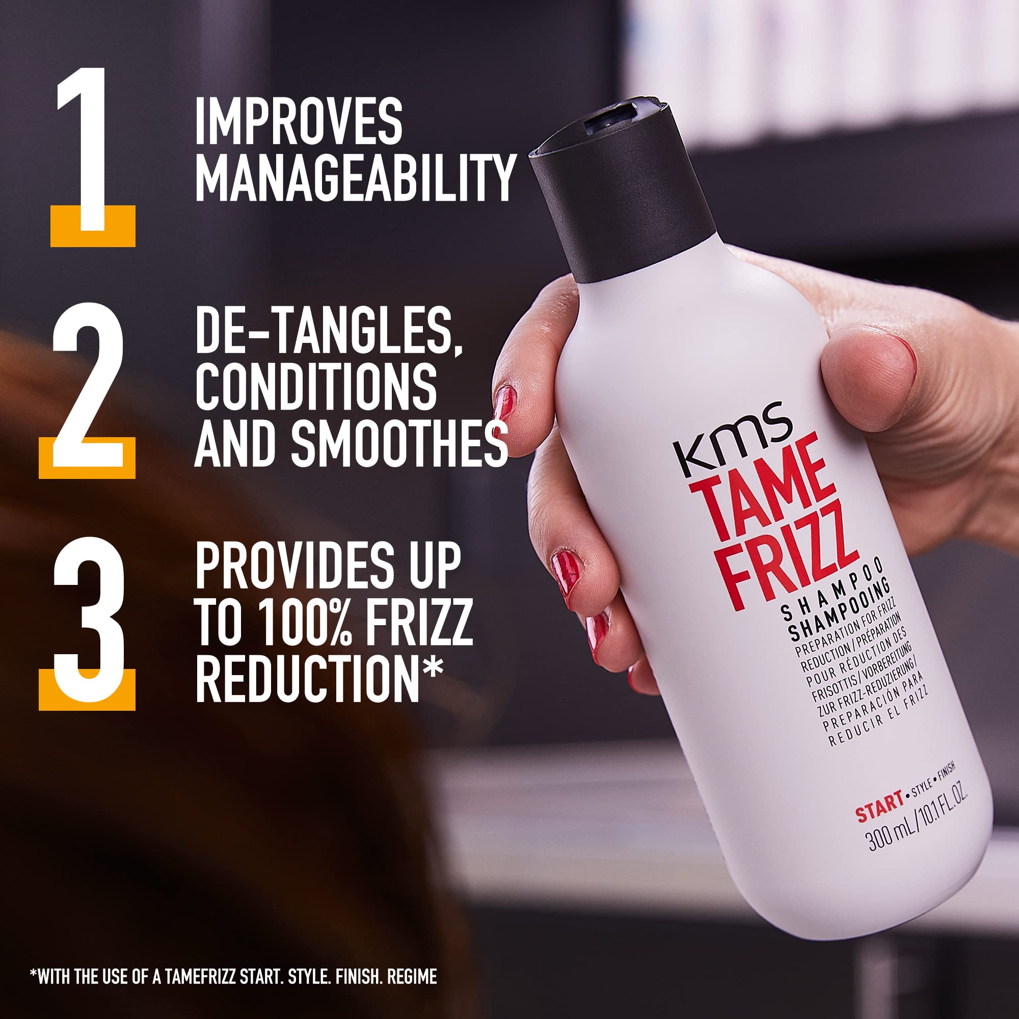 KMS TameFrizz Smoothing Shampoo for Frizzy Hair - Hydrating & Nourishing Formula for Silky, Manageable Hair - Perfect for Daily Use at Home or Salon