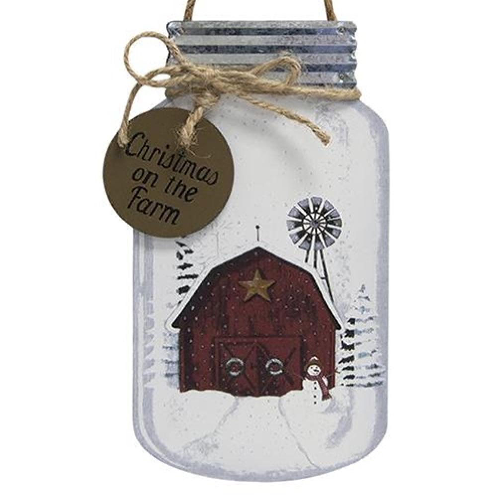 Farmhouse Christmas Mason Jar Hanger - Rustic Holiday Decor for Fireplace, Kitchen & Front Door - Perfect for Farmhouse Style Holiday Decorating