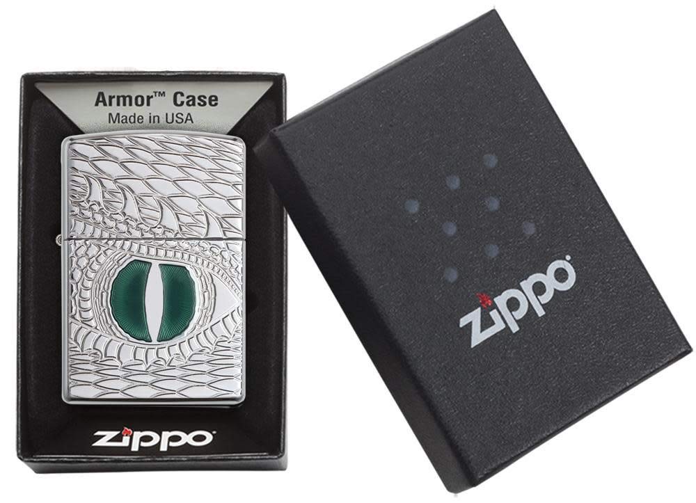 Zippo Armor Dragon's Eye High Polish Chrome Windproof Pocket Lighter - Perfect for Camping, Hiking & Outdoor Adventures