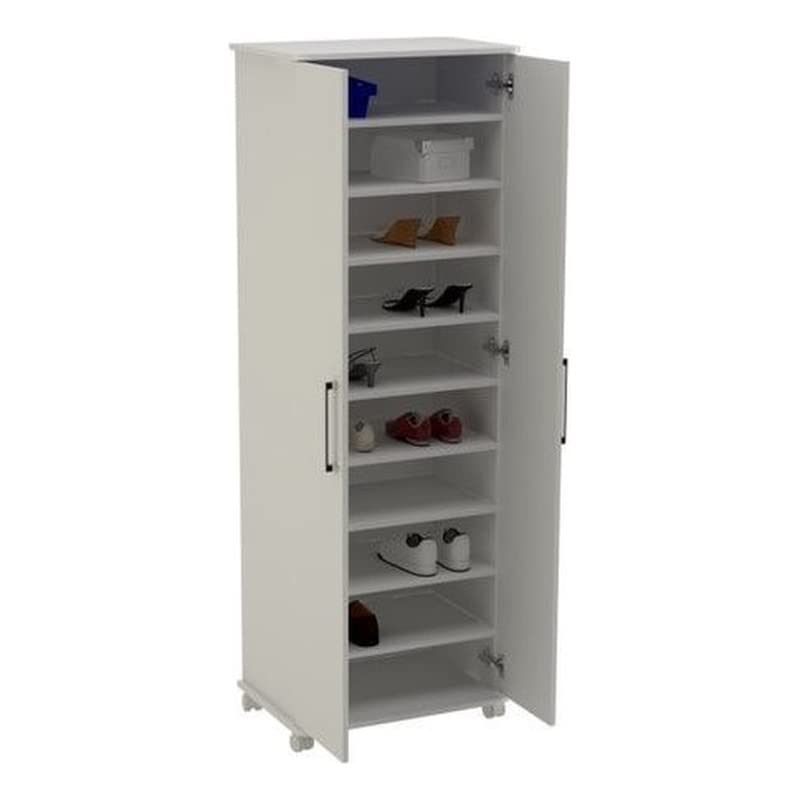 Atlin Designs Traditional White Wood Shoe Closet - Sturdy Shoe Storage Organizer for Entryway, Bedroom & Closet - Perfect for Organizing Shoes, Boots & Sandals