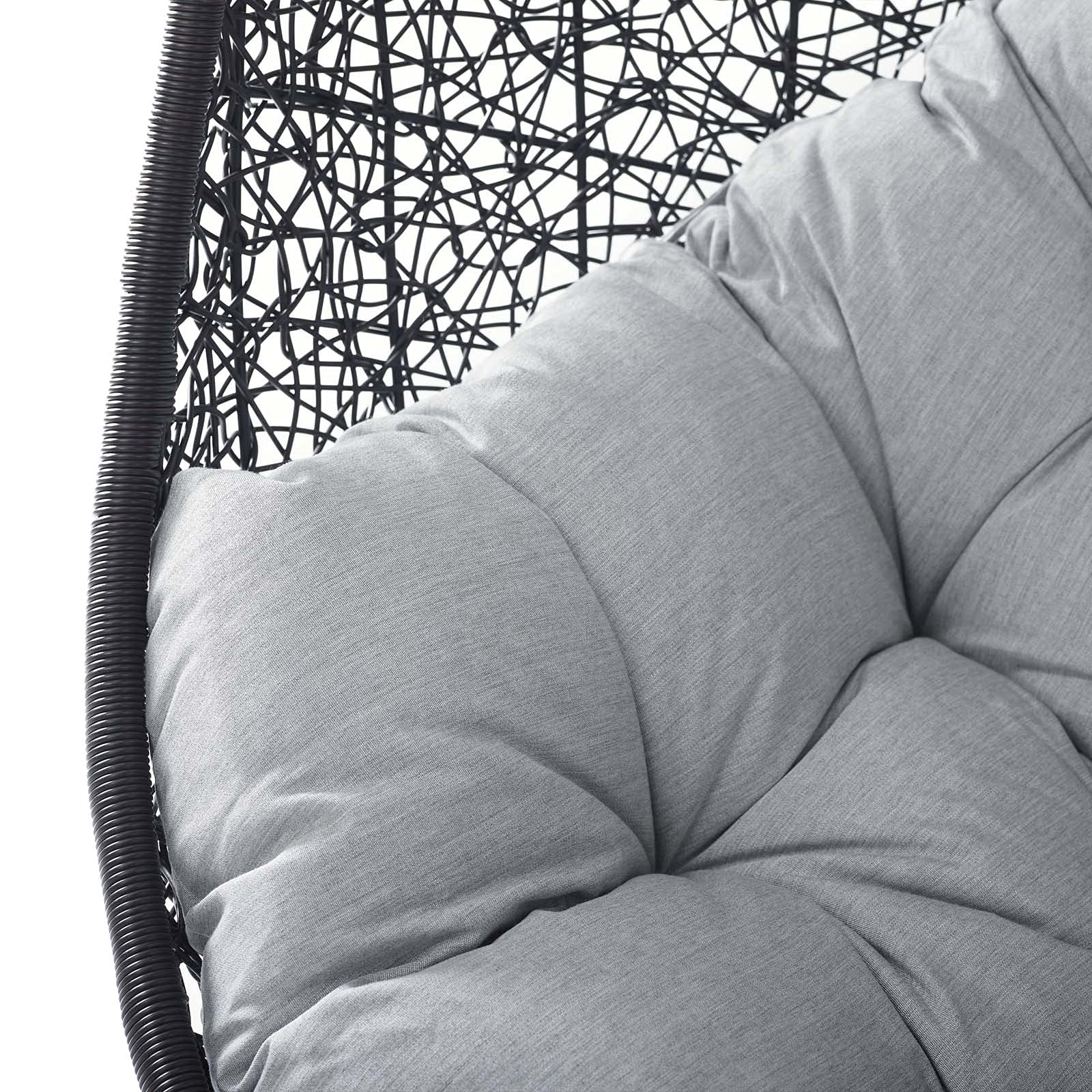 Modern Swing Lounge Chair for Outdoor Patio, Balcony, Cafe & Garden - Black & Gray Hanging Chair for Relaxing, Lounging & Reading