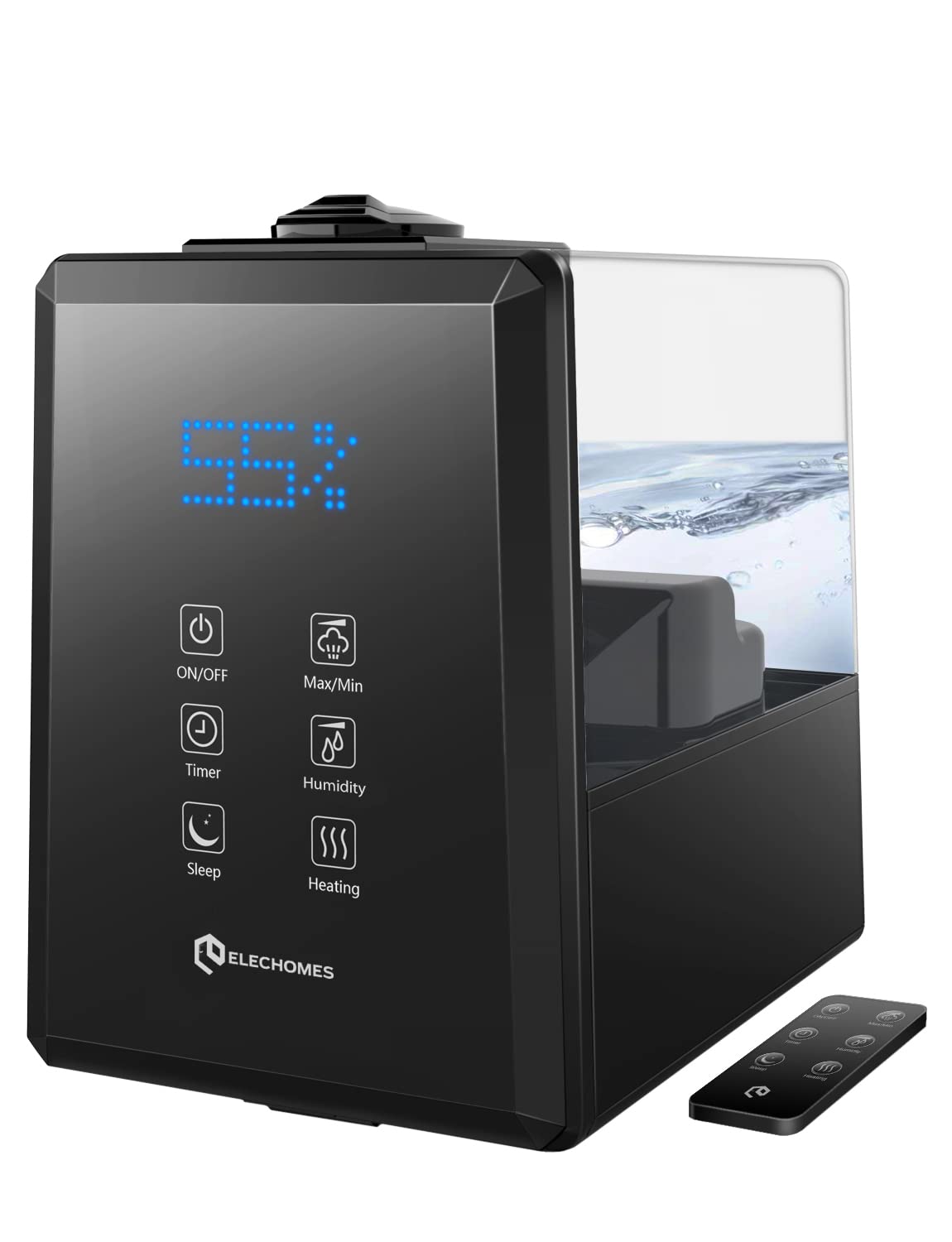 Elechomes 6L Humidifier for Bedroom - Ultra Quiet Warm & Cool Mist Humidifier with Custom Humidity Control, Sleep Mode & Timer - Perfect for Home, Baby Nursery, Plants & Dry Climates (UC5501, Black)