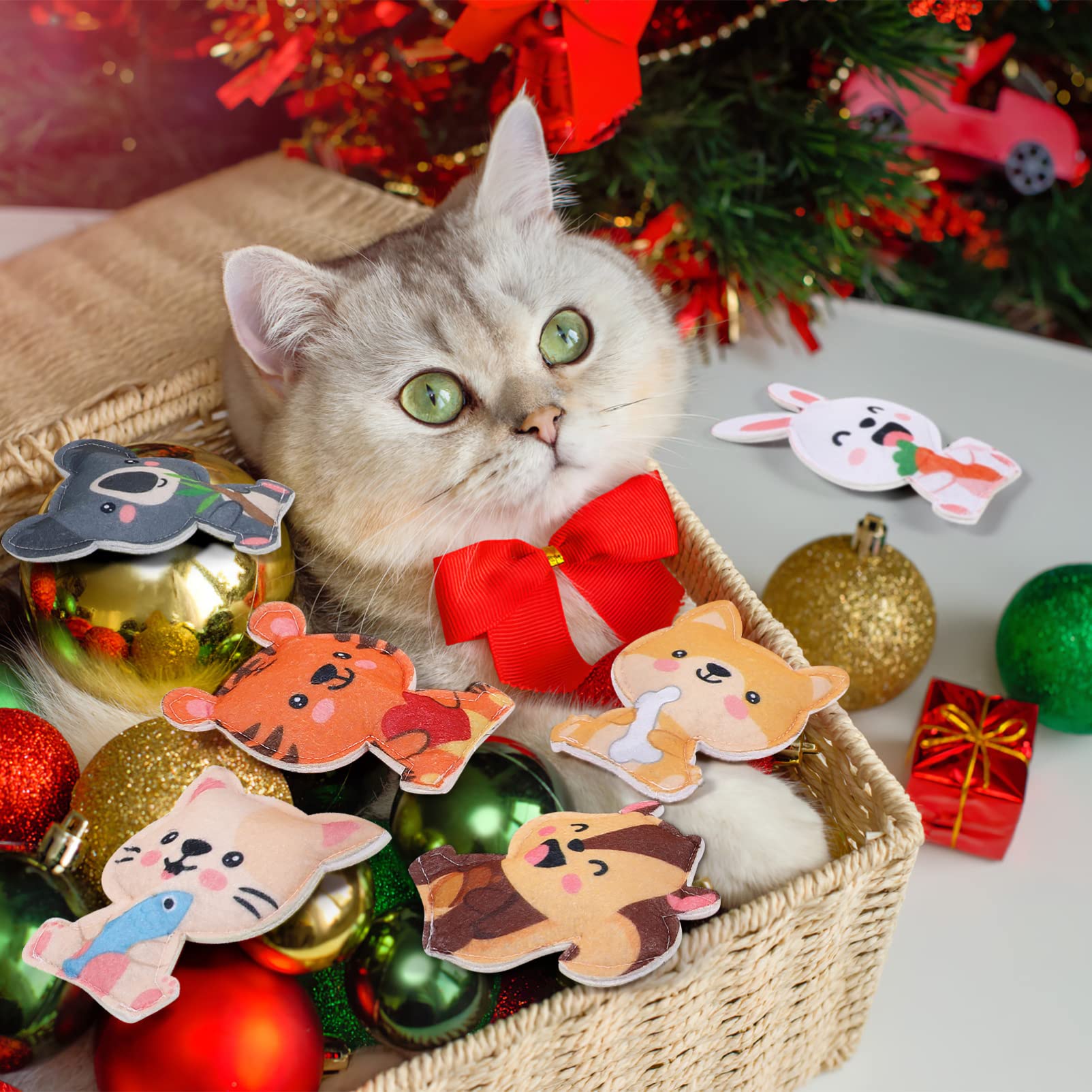 6Pcs Cat Toys Set with Catnip - Interactive Kitten Chew Toys in 6 Fun Designs for Indoor Play, Christmas & Halloween Gifts for Cats