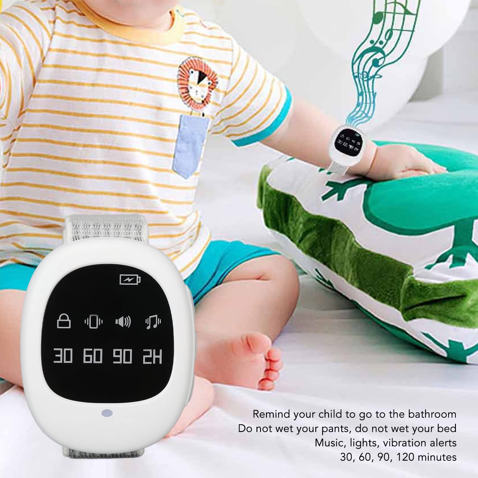 **Bed Wetting Alarm for Kids & Adults - Wireless Potty Training Alarm with Sound & Vibration, Timer Setting, White - Helps Stop Bedwetting for Children & Elderly (Home & Travel Use)**