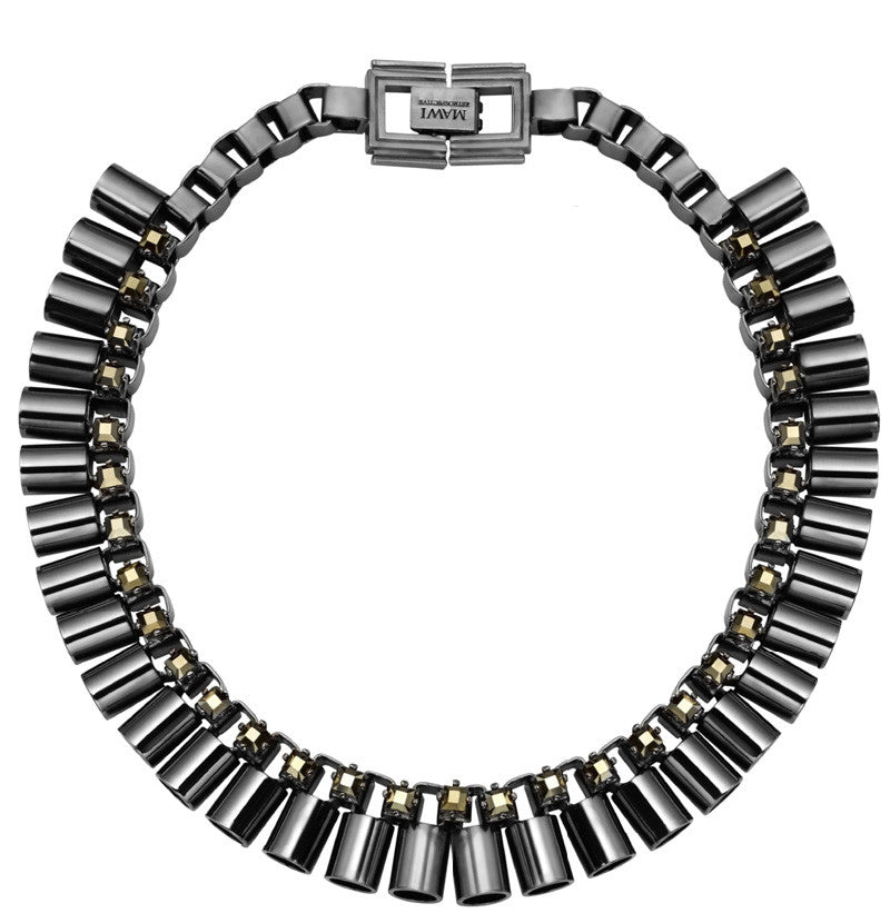 Neo Clawset Tube Necklace - Hematite Gemstone Jewelry for Women | Elegant Gothic Choker for Parties, Weddings & Everyday Wear