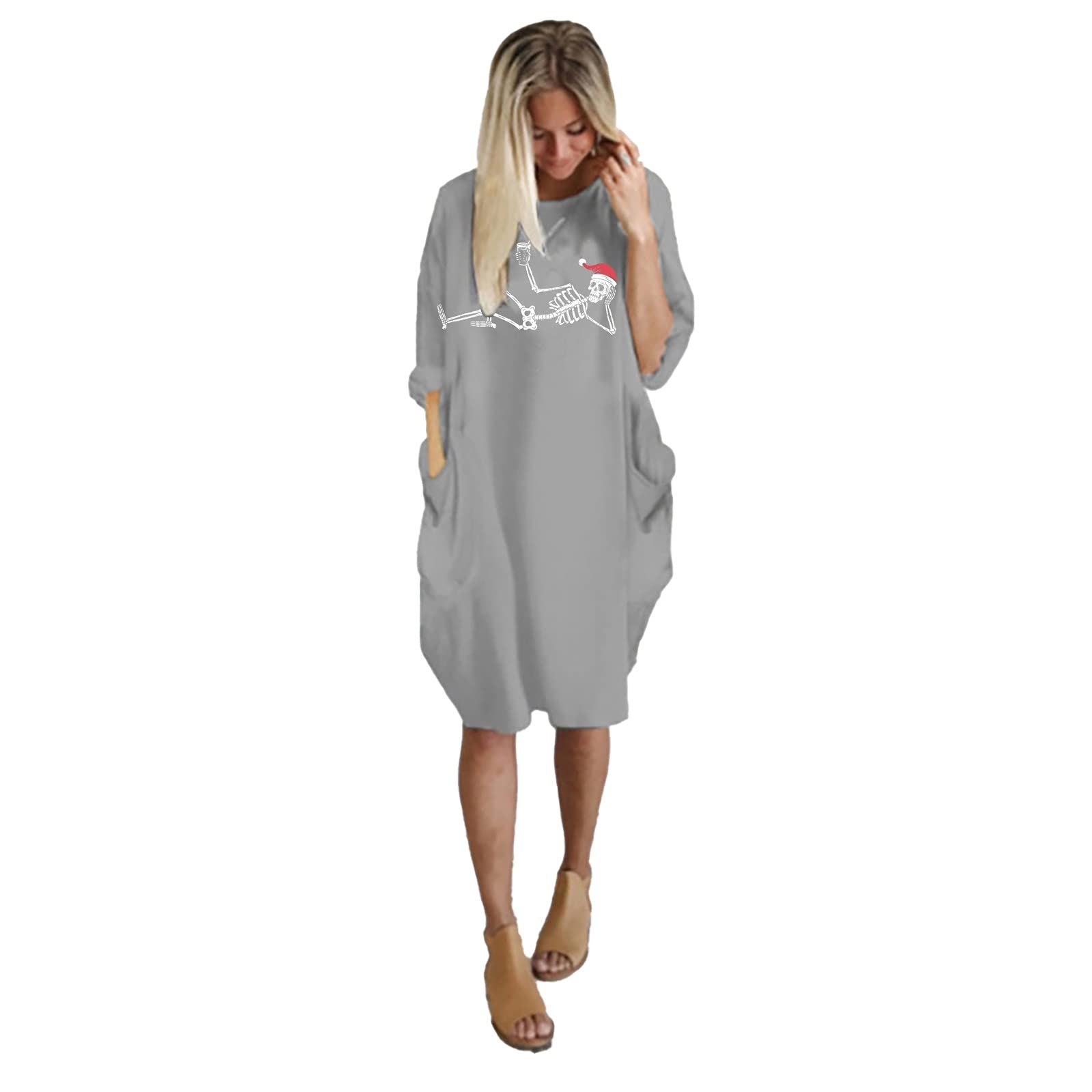 2022 Autumn Women's Bodycon Midi Dress with Sleeves - Slimming Smocked Maxi Dress to Hide Belly Fat - Perfect for Casual Outings, Date Nights & Fall Events