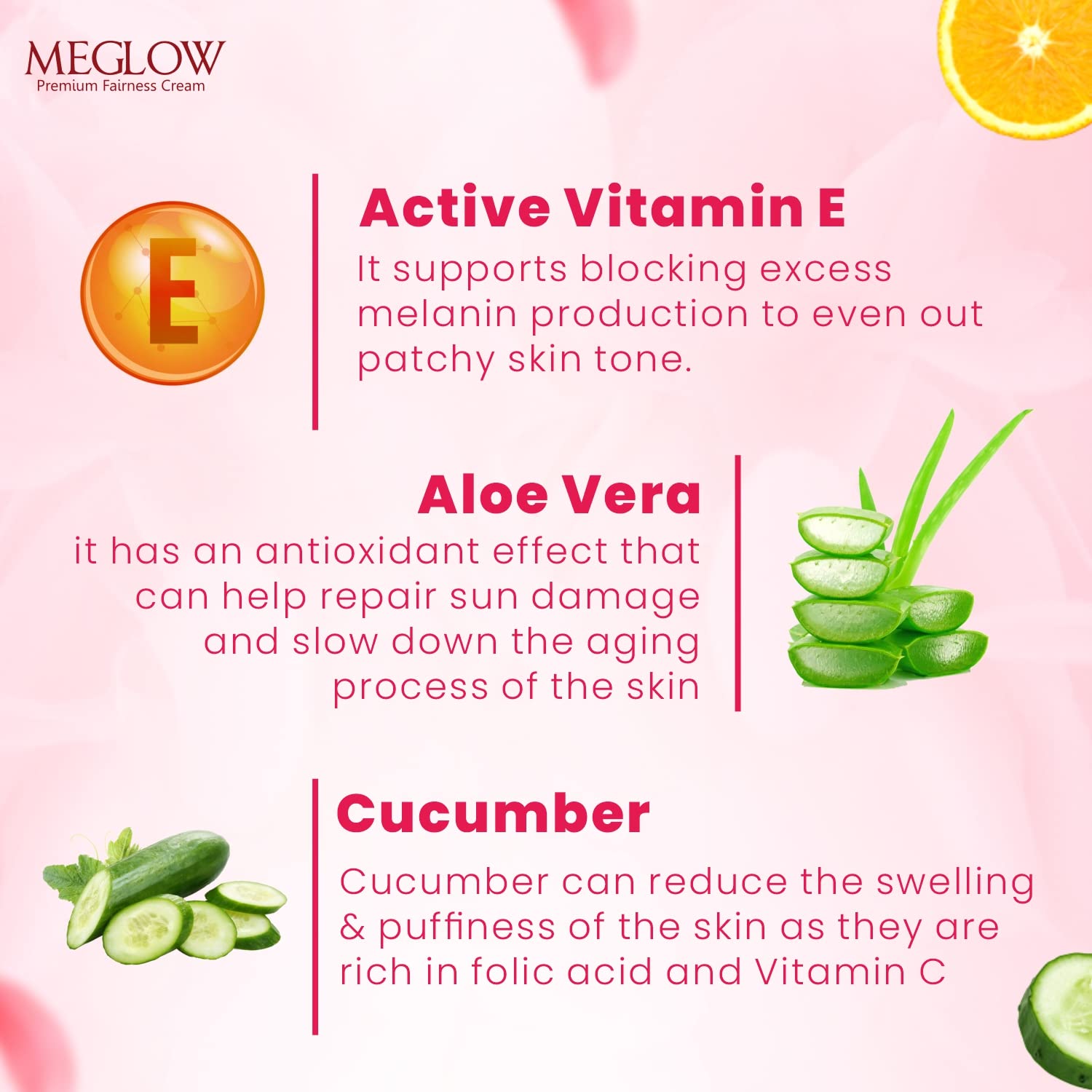Meglow Premium Fairness Face Cream for Women - SPF 15, Pack of 2 (50g Each) | Paraben-Free with Aloe Vera, Cucumber Extracts & Vitamin E for Soft, Glowing Skin | Daily Moisturizer for Radiant Complexion | Perfect for Daytime Use & Sun Protection