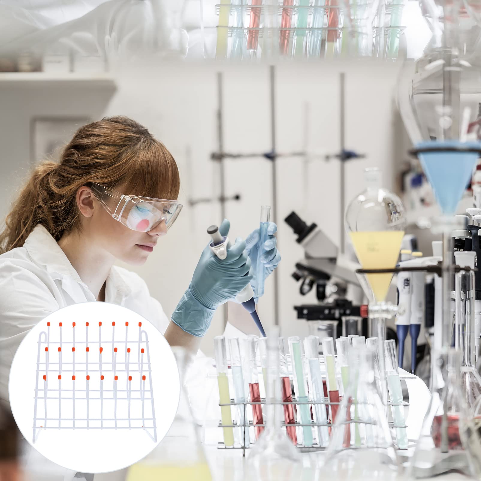iplusmile 24-Peg Metal Wire Glassware Drying Rack - Wall Mount or Self-Standing Lab Tube Rack for Test Tubes, Beakers & Flasks - 11.8x11.8x4.5 Inch - Perfect for Laboratories, Home Brewing & Artwork Drying