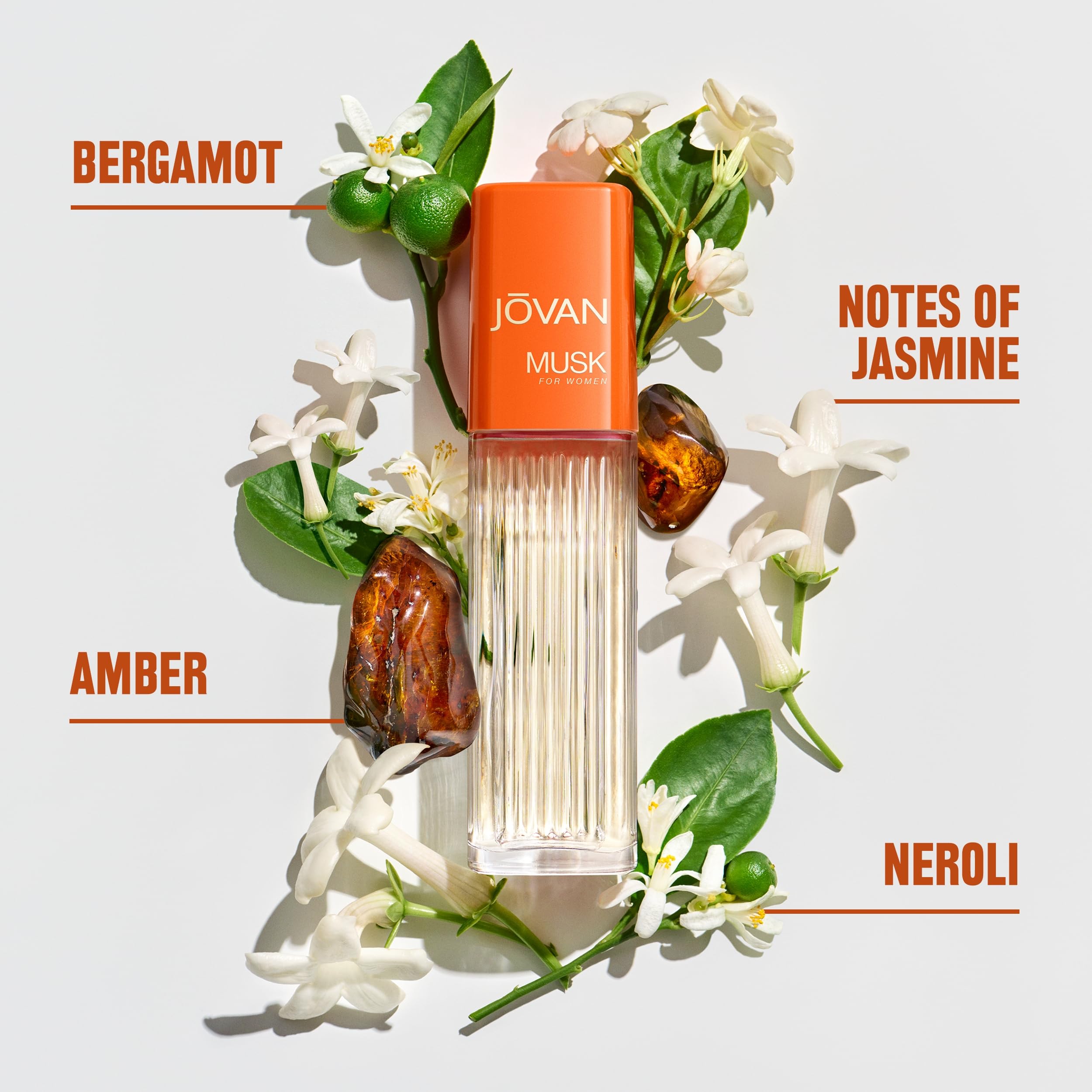Jovan Musk for Women Eau de Cologne Spray - 2 fl oz (Pack of 1) | Floral Jasmine, Warm Amber & Fresh Neroli Scent | Long Lasting Perfume for Women | Everyday Wear & Travel Size | Perfect for Work, Date Night & Special Occasions