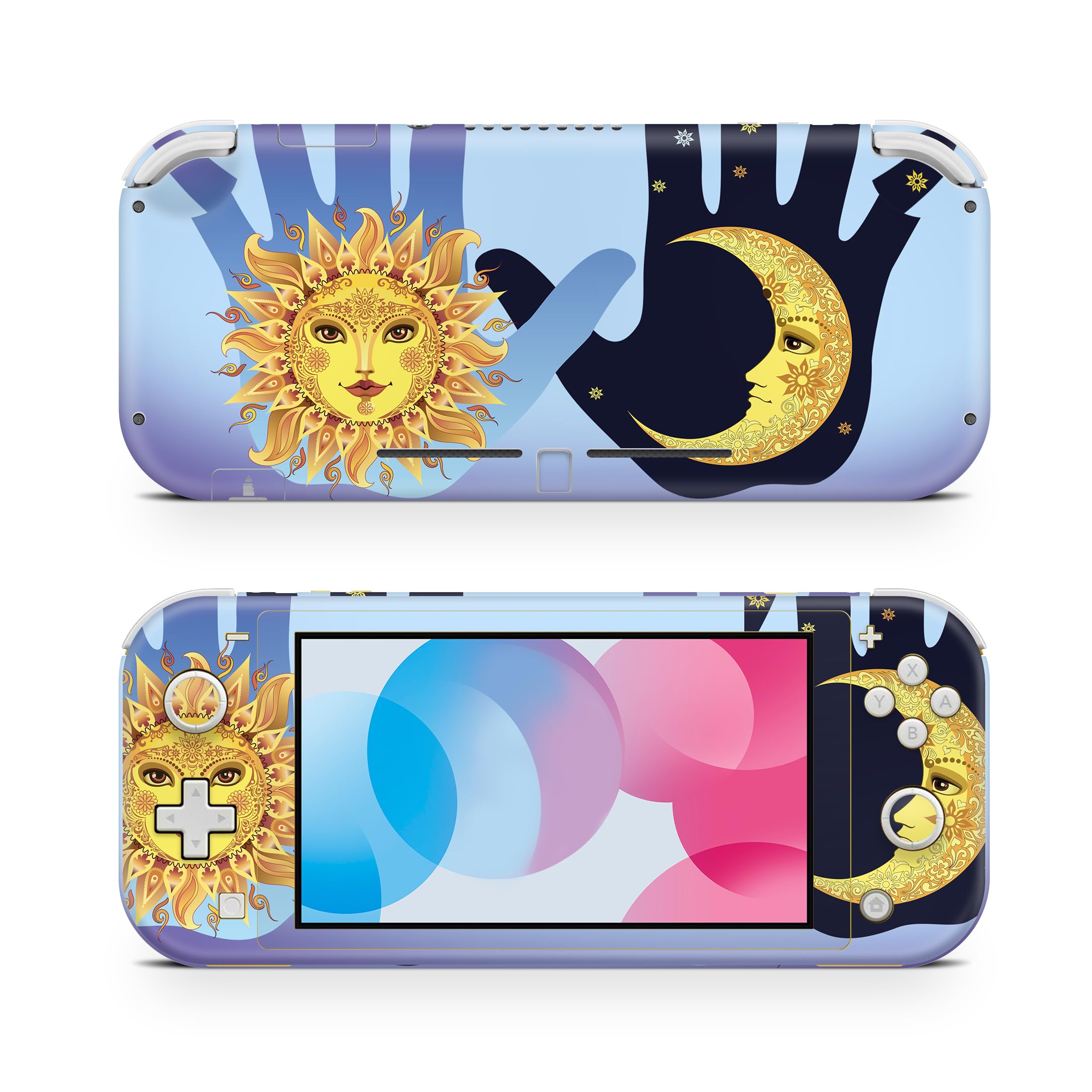ZOOMHITSKINS Nintendo Switch Lite Skins - Astro Sun Moon Yellow Black Legend Mystery Design | 3M Vinyl Protective Cover | Durable & Easy to Install | Made in USA | Perfect for Gaming Protection & Personalization