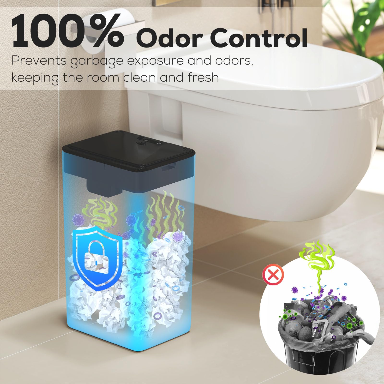 2-Pack Touchless Automatic Trash Can with Lid - 4 Gallon Slim Waterproof Motion Sensor Smart Garbage Bin for Bathroom, Bedroom, Office & Living Room | Hands-Free Waste Disposal Solution for Home & Workspaces