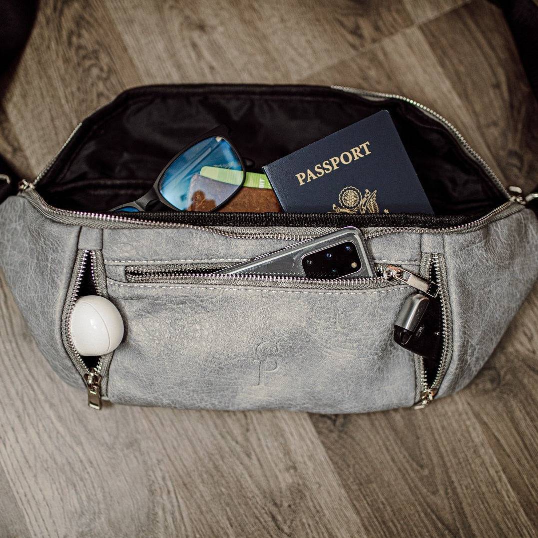 Luciano Genuine Leather Crossbody Sling Bag in Grey - Stylish & Durable for Men & Women - Perfect for Travel, Work & Everyday Use