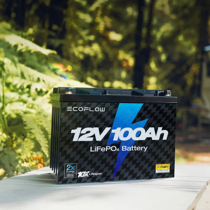 EcoFlow 12V 100Ah LiFePO4 Deep Cycle Lithium Battery - Perfect for RV, Marine, Solar Power Systems & Off-Grid Applications
