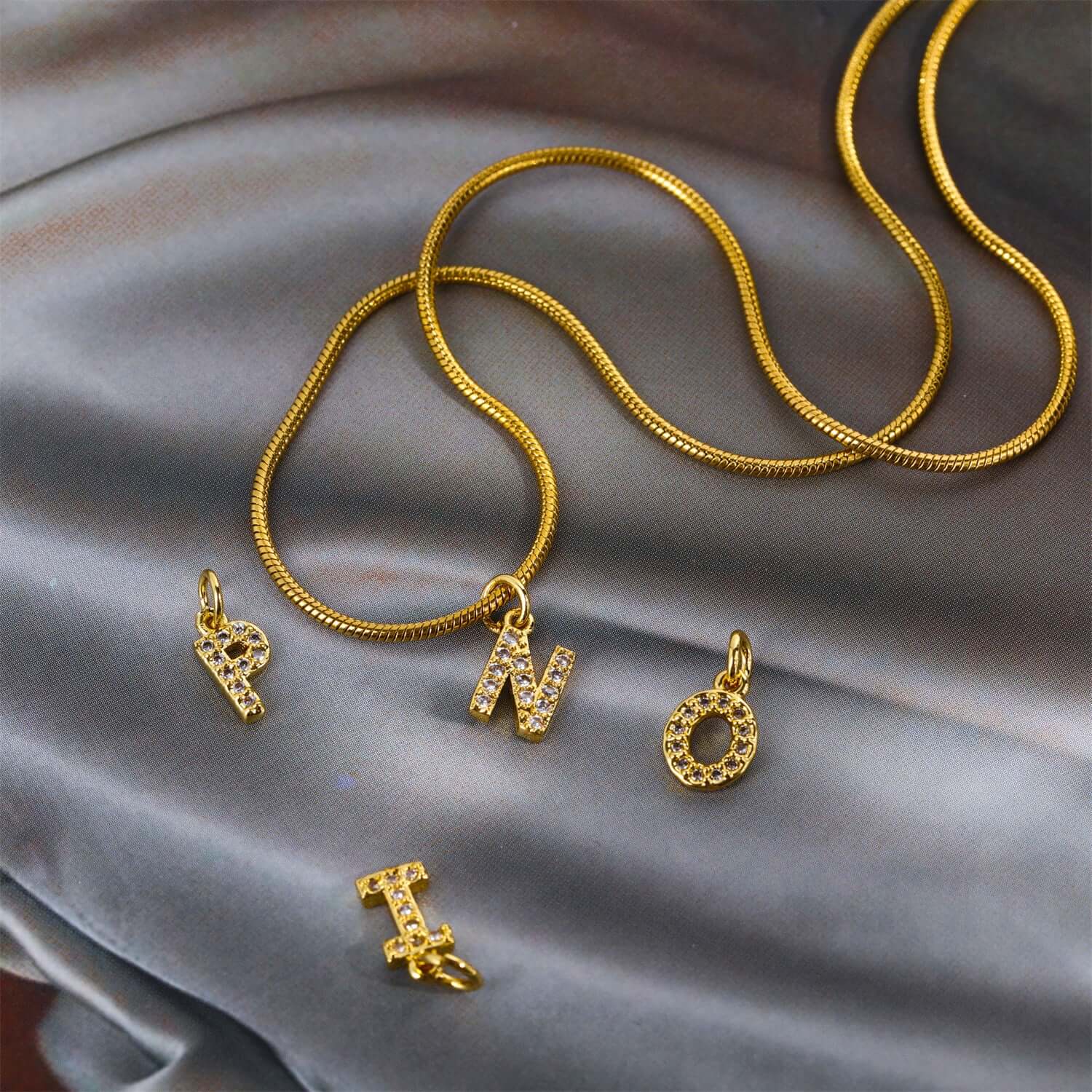 14K Gold Alphabet Charm Pendant Necklace - Personalized Initial Necklace for Women, Gift for Her | Perfect for Birthdays, Anniversaries & Everyday Wear (HSN701)