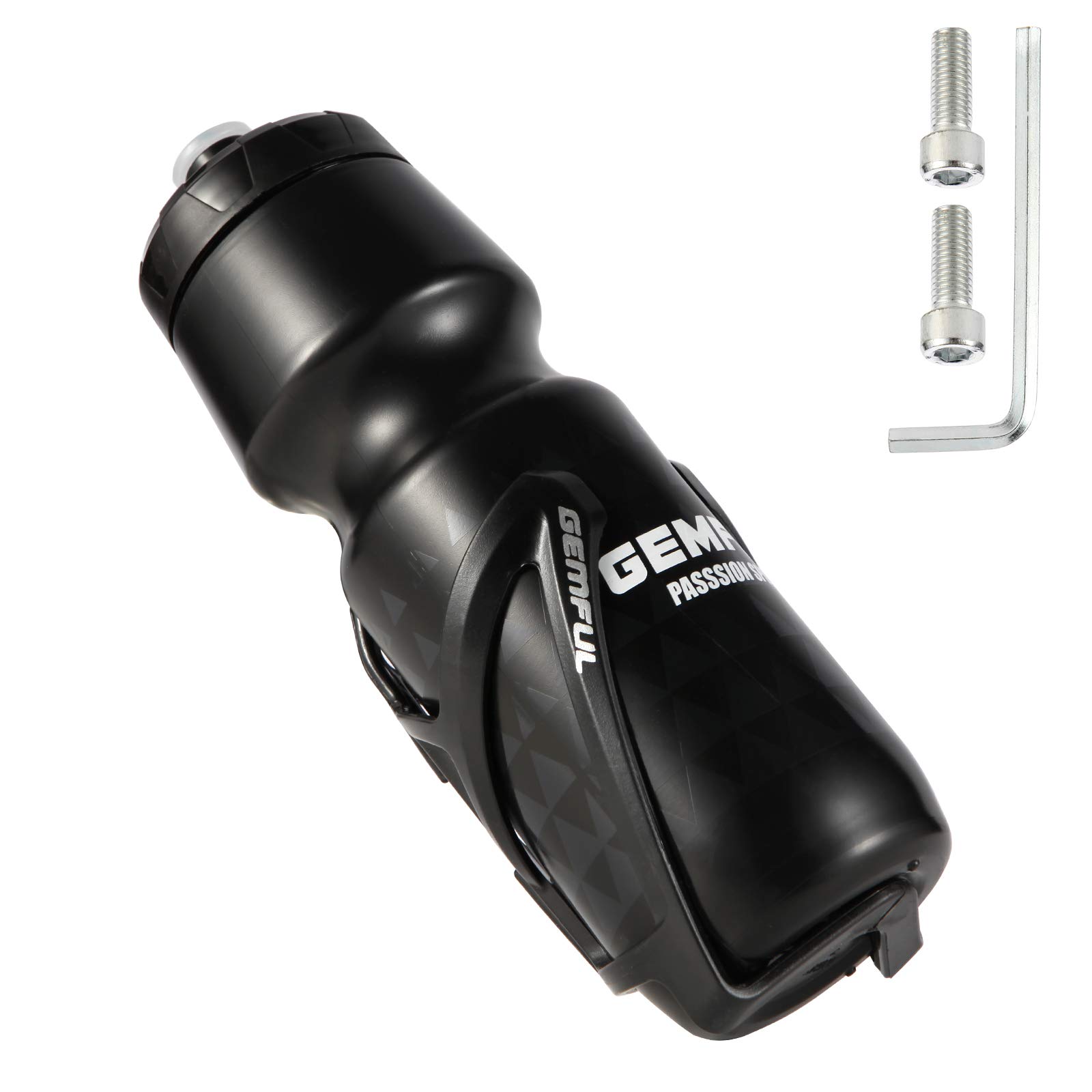 Lightweight GEMFUL Bike Water Bottle Cage with 24oz Bicycle Bottle - Perfect for Road Cycling, Mountain Biking & Outdoor Sports